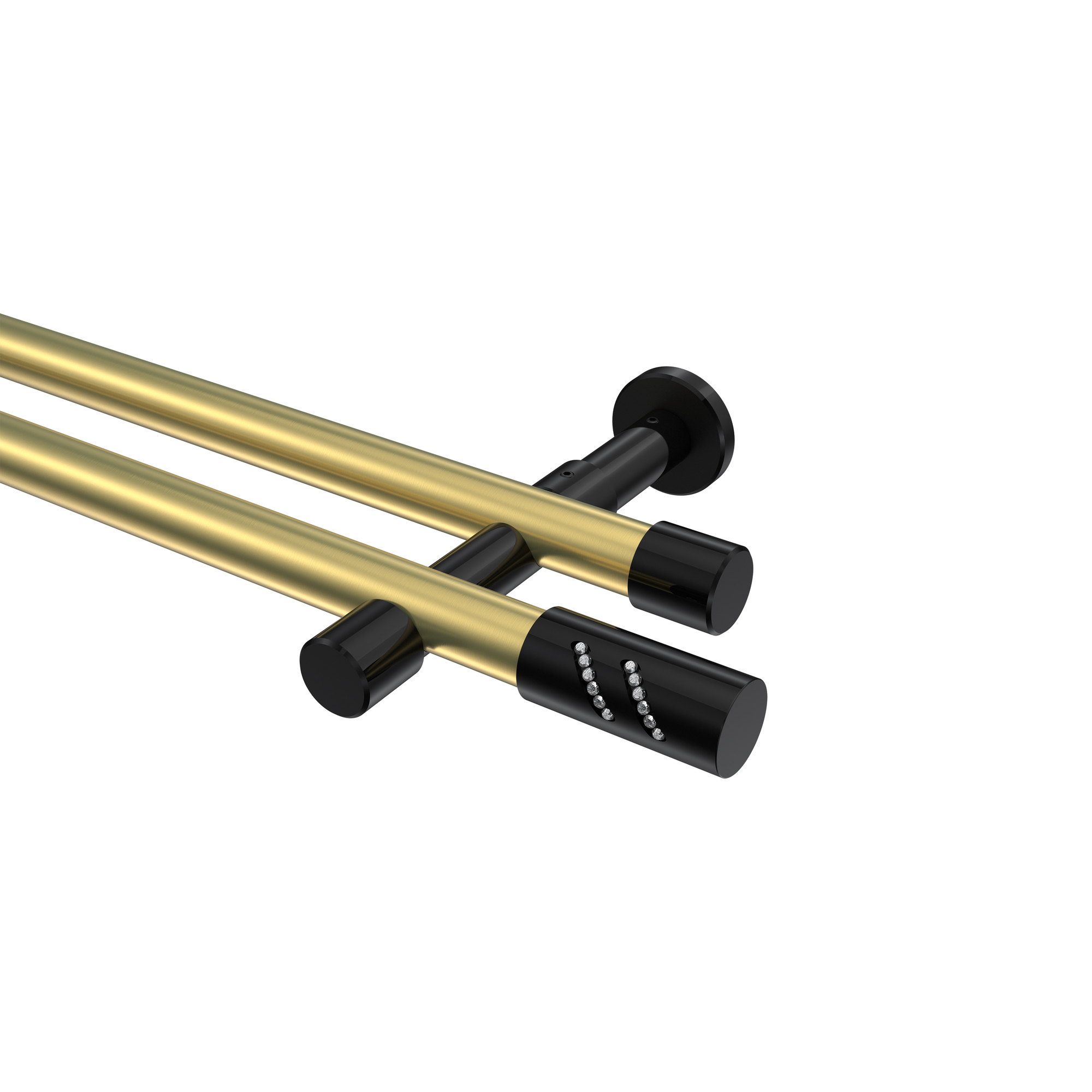 Vorhangstange Messing-Optik / Schwarz, zweiläufig Metall 20 mm Ø Prestige Zoena