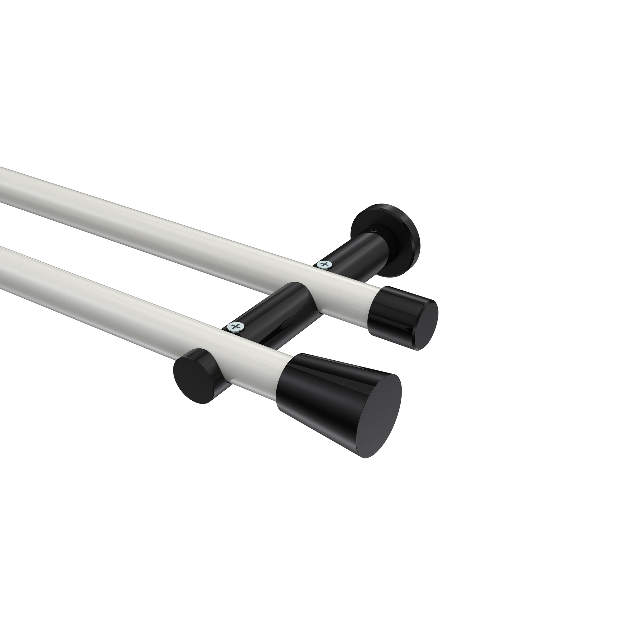 Vorhangstangen Weiß / Schwarz, Metall 20 mm Ø Platon Sitra, 2-läufig