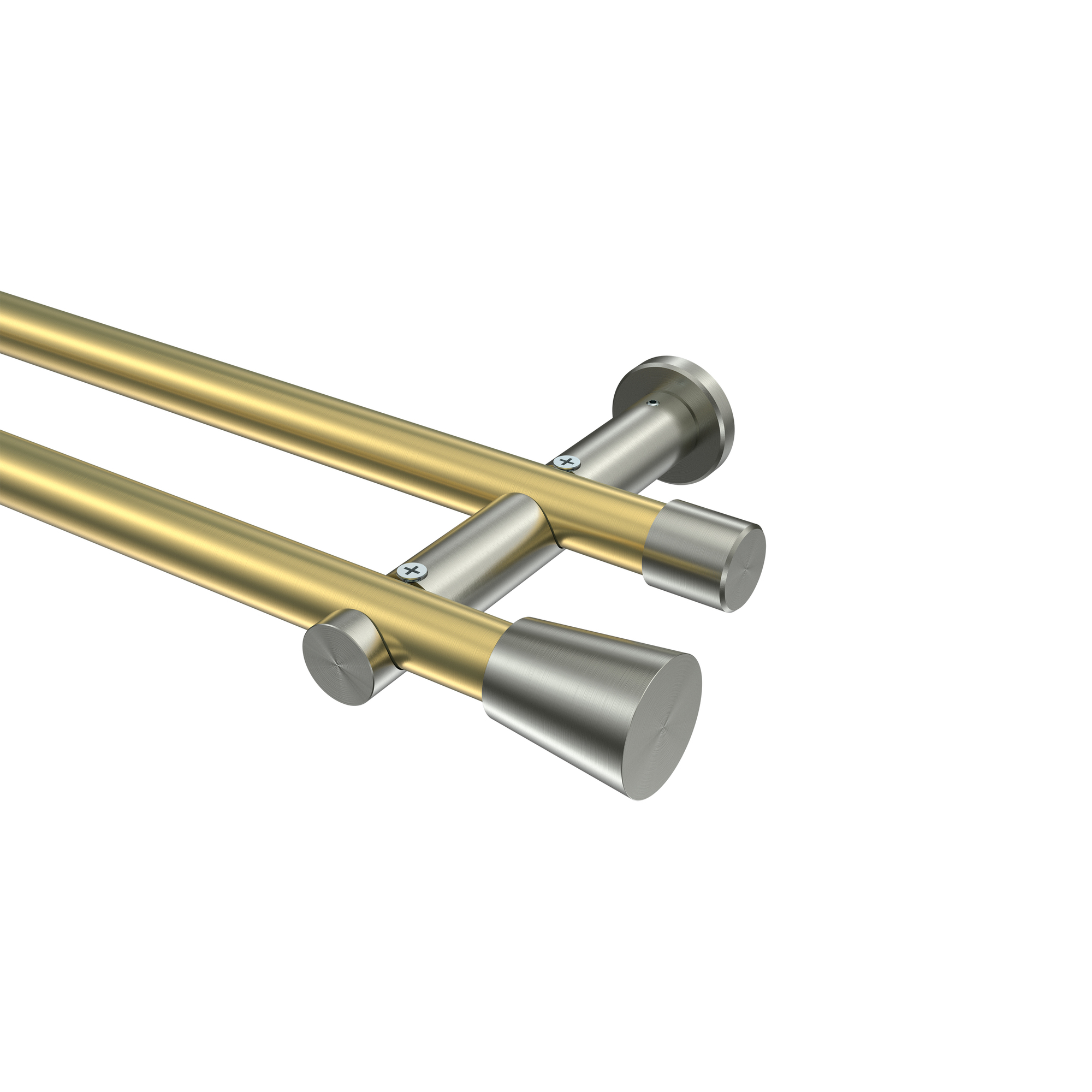 Gardinenstangen Messing-Optik / Edelstahl-Optik 20 mm Ø Platon Sitra, 2-läufig