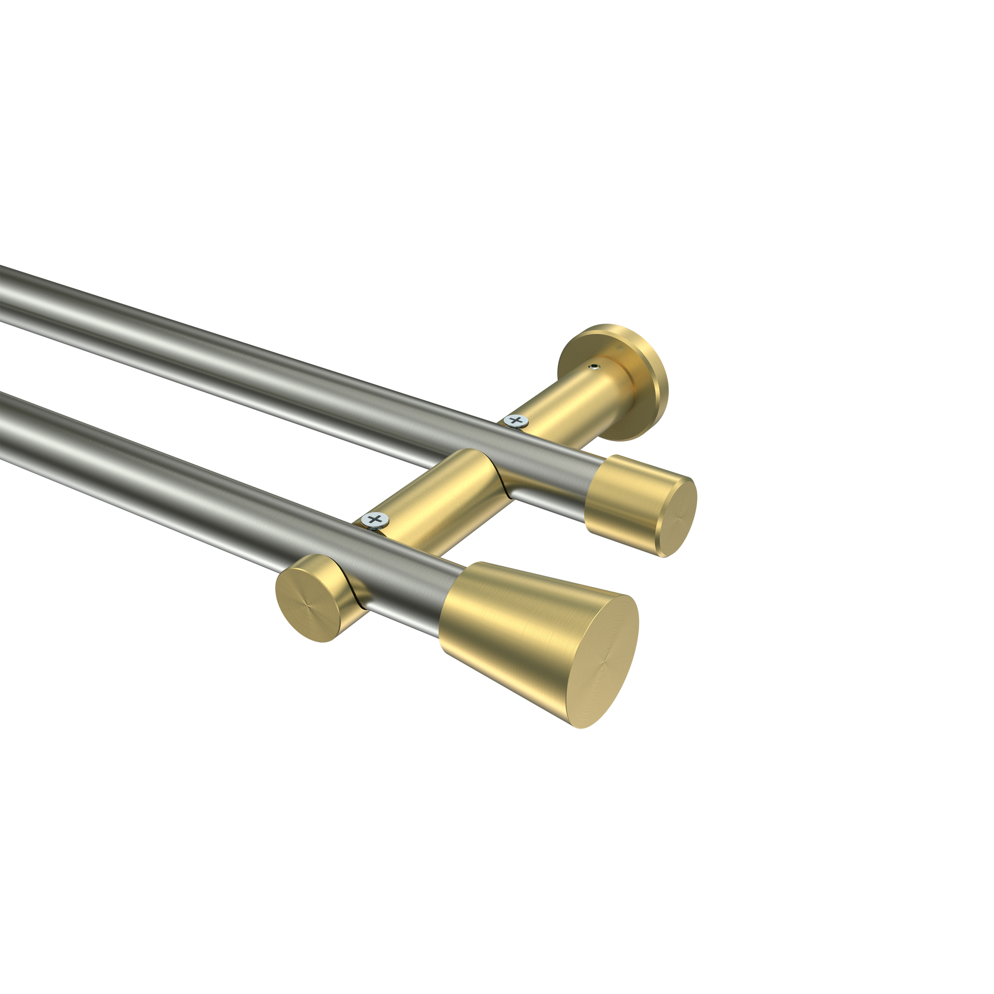 Gardinenstangen Edelstahl-Optik / Messing-Optik 20 mm Ø Platon Sitra, zweiläufig