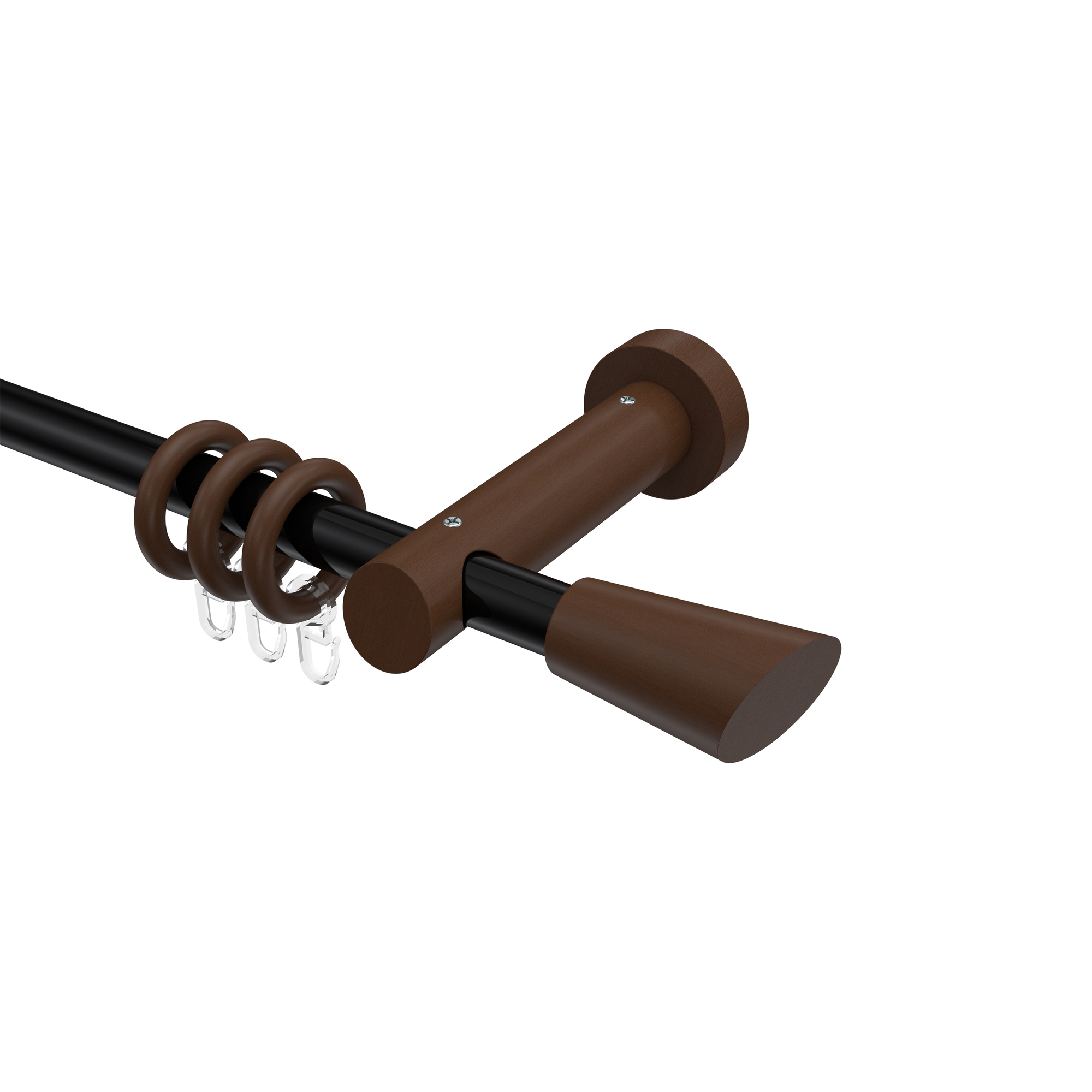 Vorhangstangen Schwarz / Nussbaum 20 mm Ø Talena Bero Metall / Holz