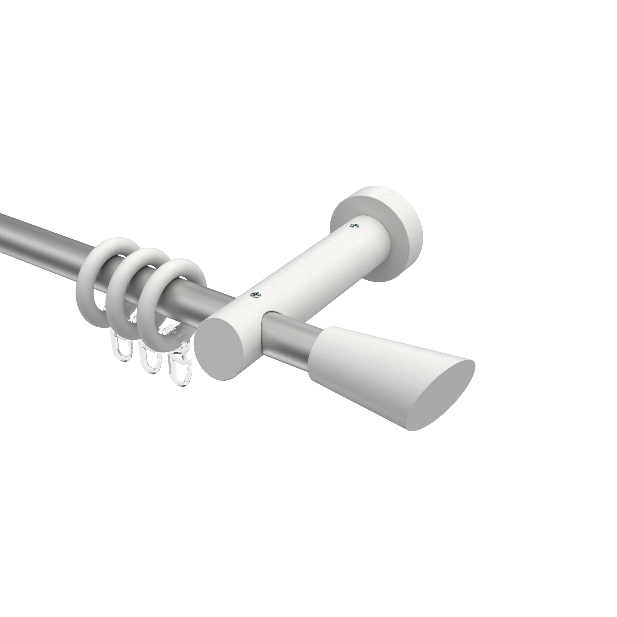 Gardinenstangen Silbergrau / Weiß 20 mm Ø Talena Bero Metall / Holz