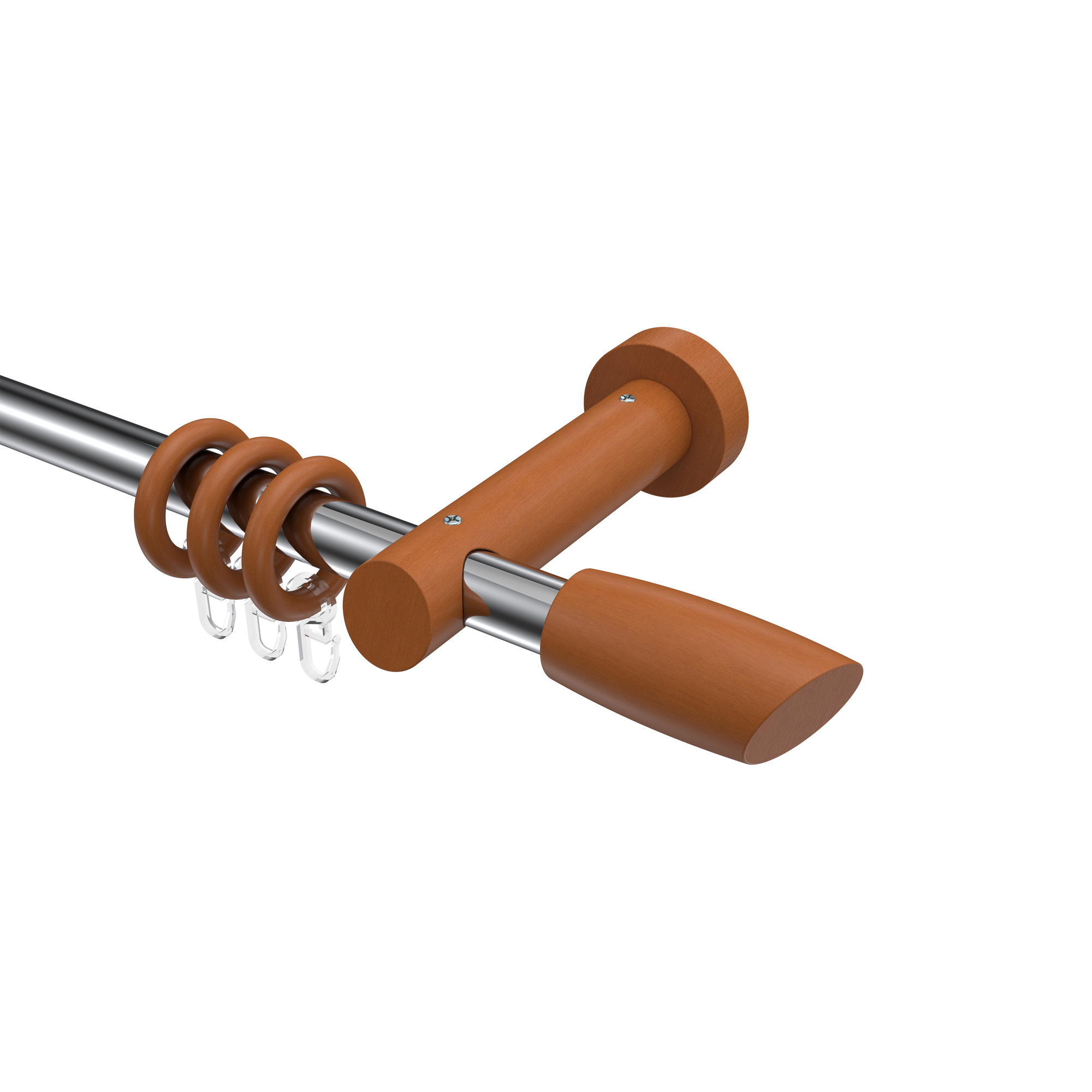 Vorhangstangen Chrom / Kirschbaum 20 mm Ø Talena Etta Metall / Holz