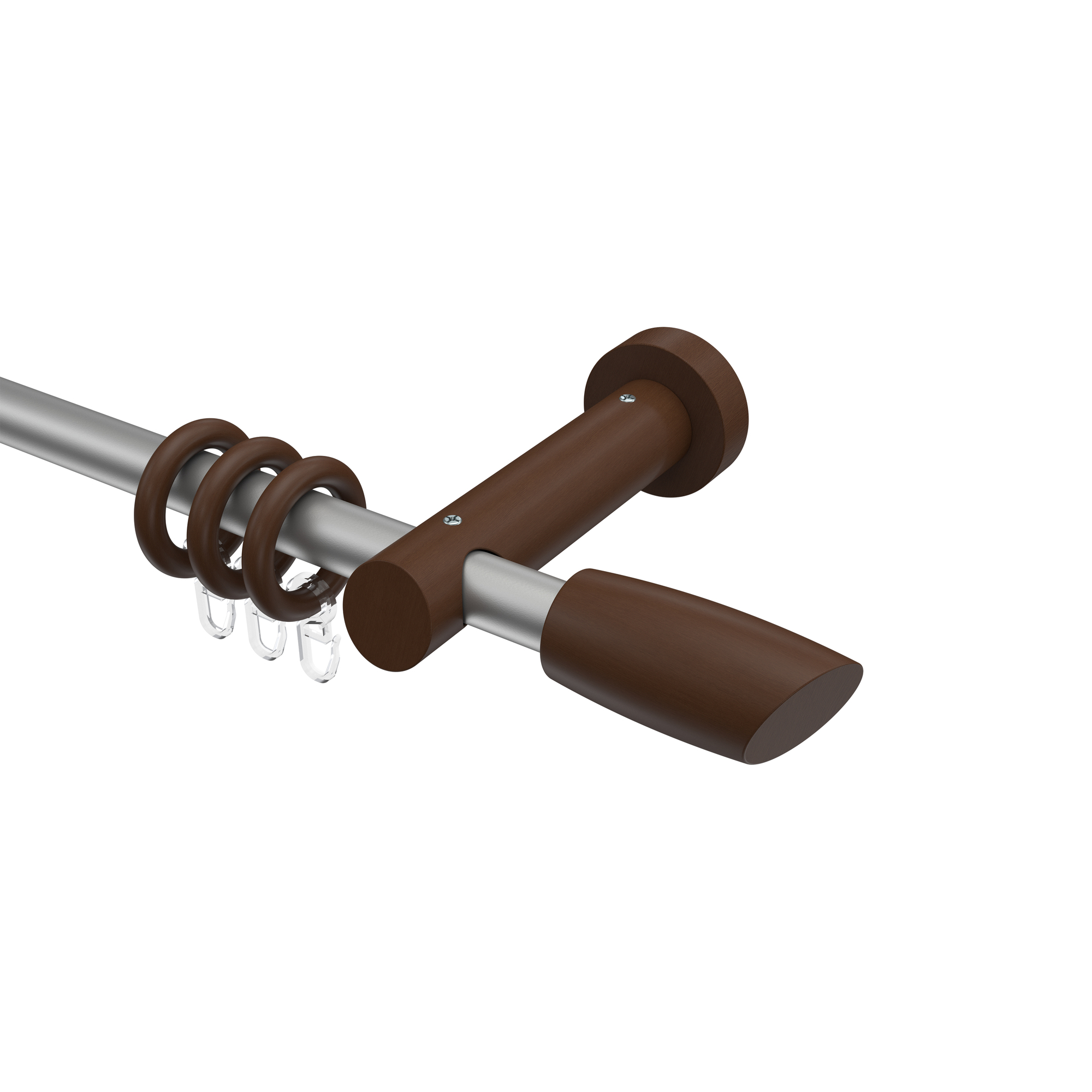 Gardinenstangen Silbergrau / Nussbaum 20 mm Ø Talena Etta Metall / Holz