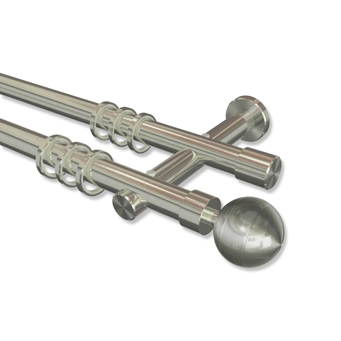 Edelstahl Gardinenstange V2A zweiläufig 20 mm Trend Lucia