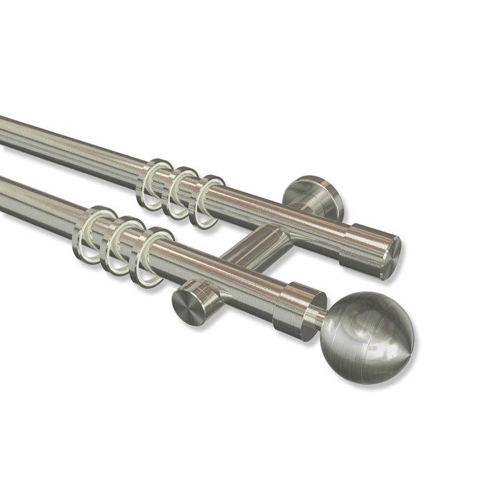Edelstahl Gardinenstange V2A 2-läufig  20 mm Perfecta Lucia