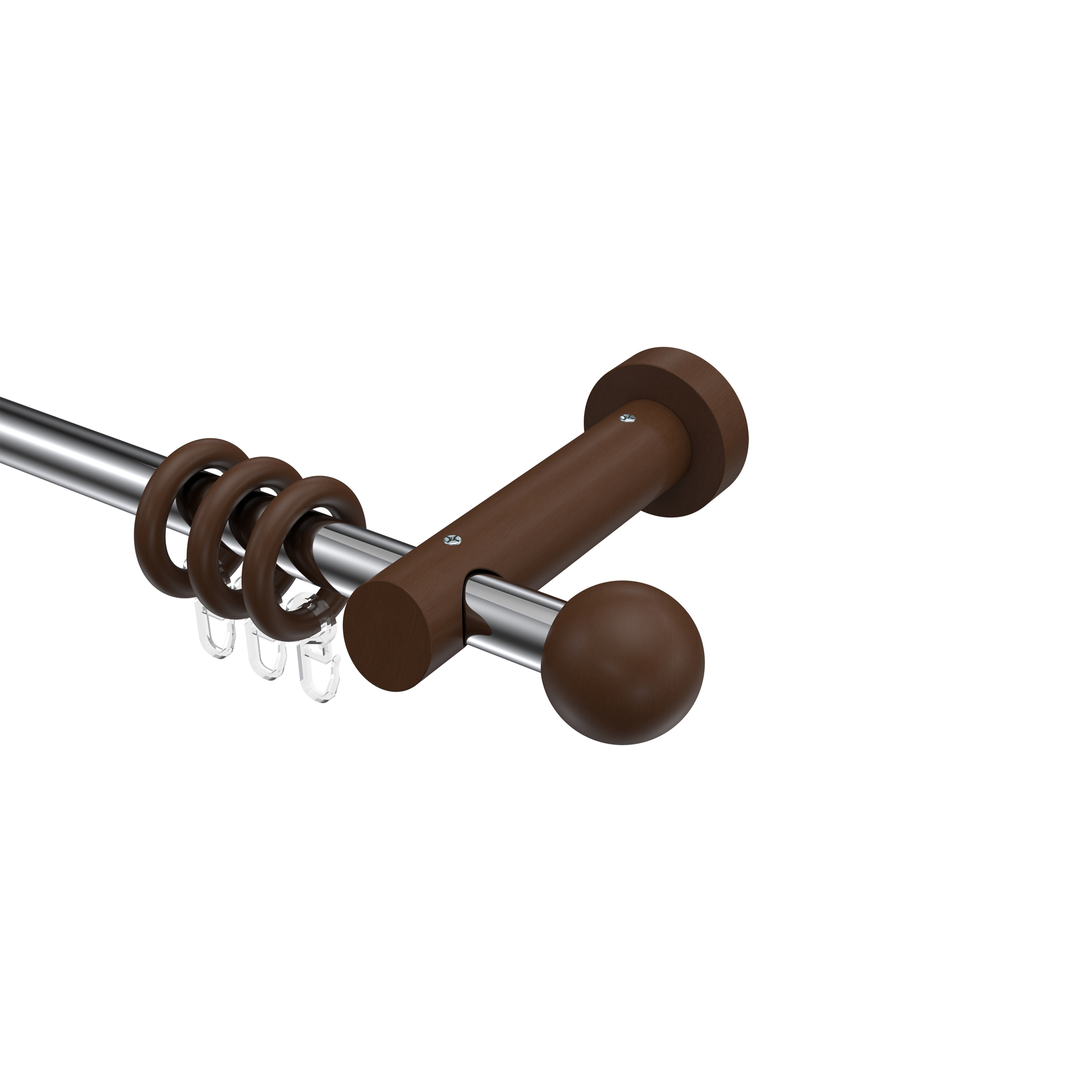 Gardinenstange Chrom / Nussbaum 20 mm Ø Talena Luina Metall / Holz