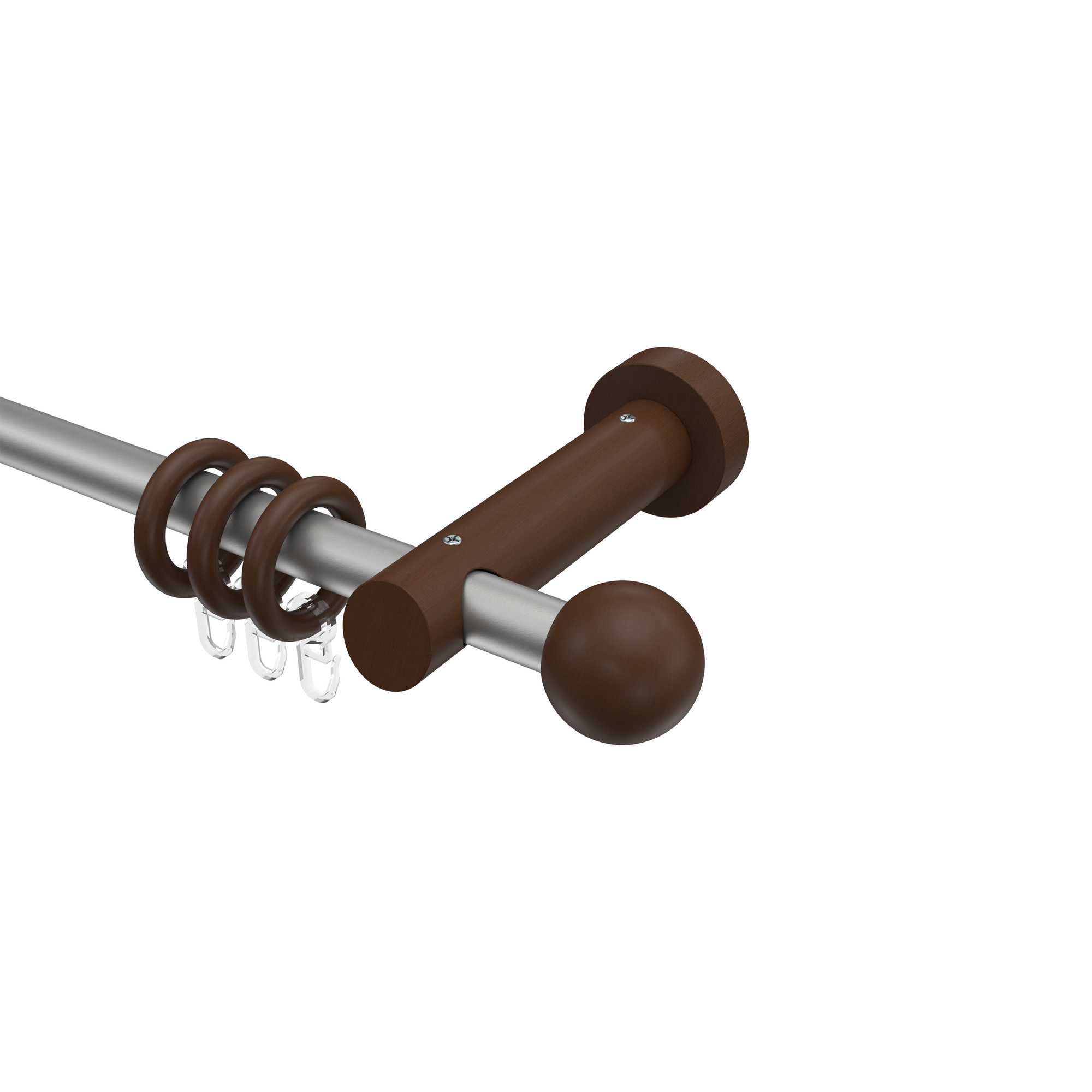 Vorhangstange Silbergrau / Nussbaum 20 mm Ø Talena Luina Metall / Holz