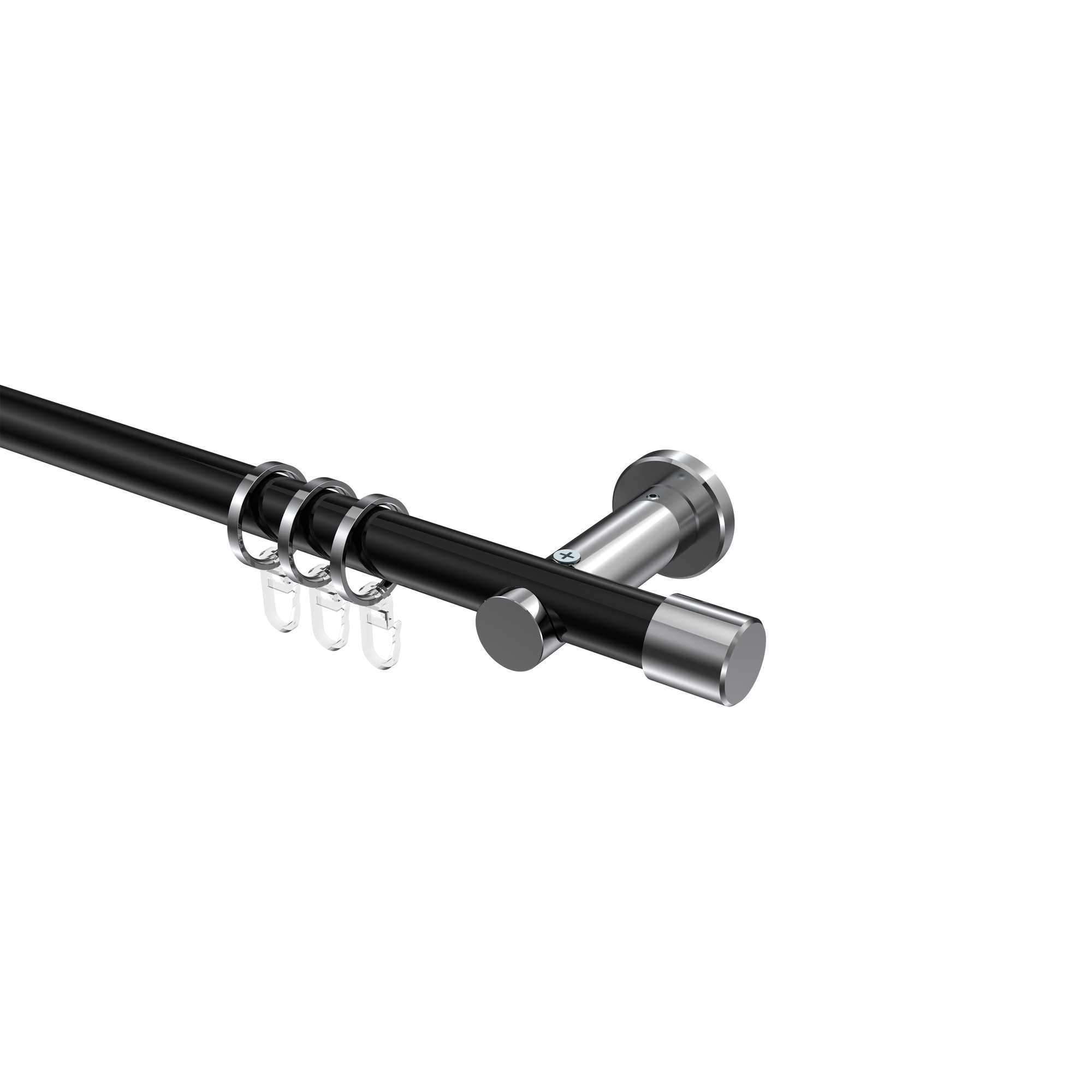 Gardinenstangen Schwarz / Chrom, Metall 20 mm Ø Platon Santo