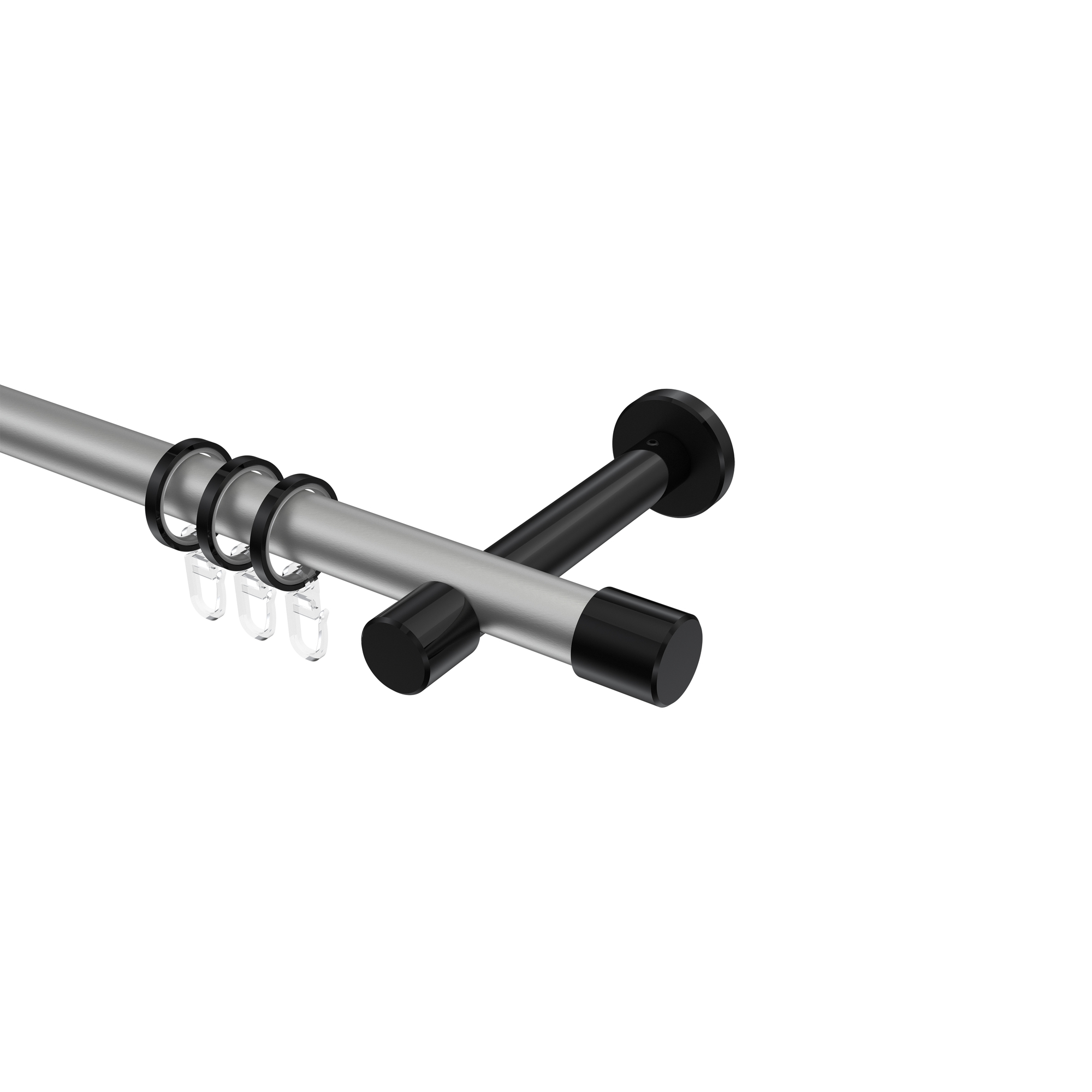 Vorhangstange Silbergrau / Schwarz, Metall 20 mm Ø Prestige Santo