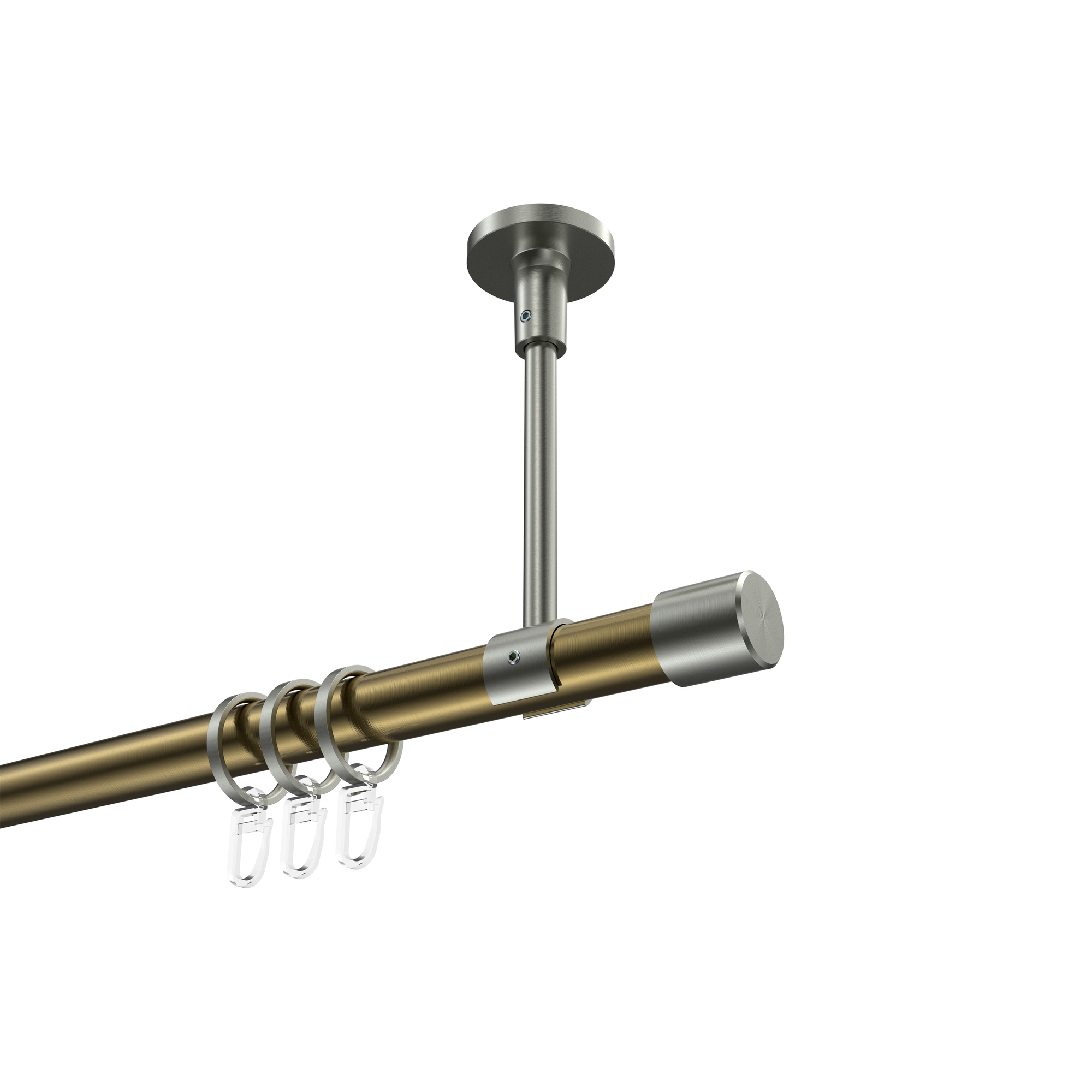 Vorhangstange (Deckenanbringung) Messing Antik / Edelstahl-Optik, Metall 20 mm Ø Sonette Santo