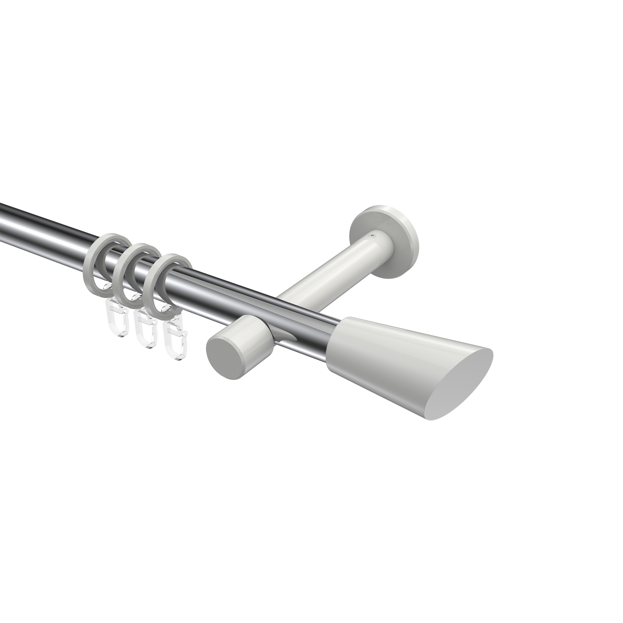 Vorhangstange Chrom / Weiß, Metall 20 mm Ø Prestige Bento