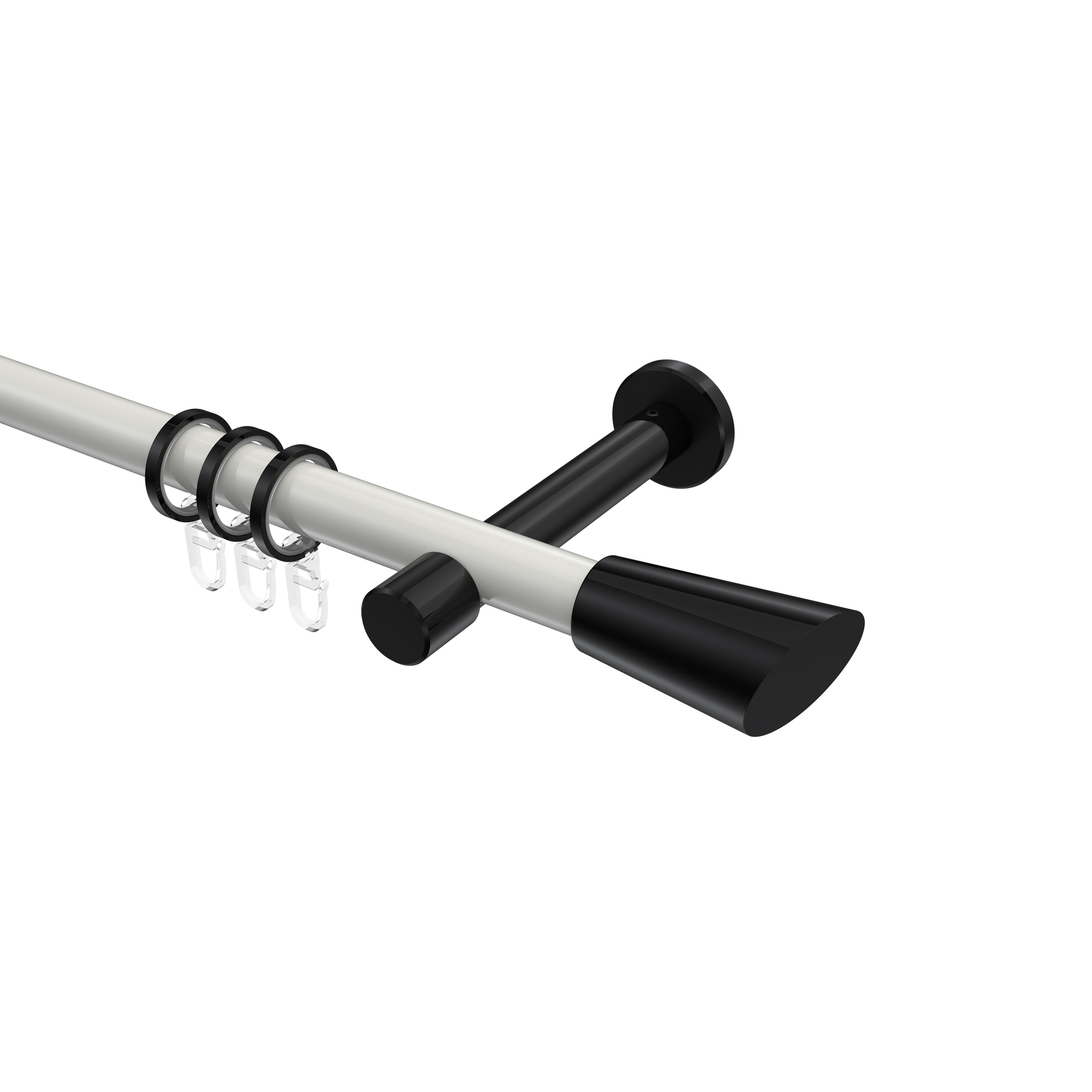 Vorhangstange Weiß / Schwarz, Metall 20 mm Ø Prestige Bento