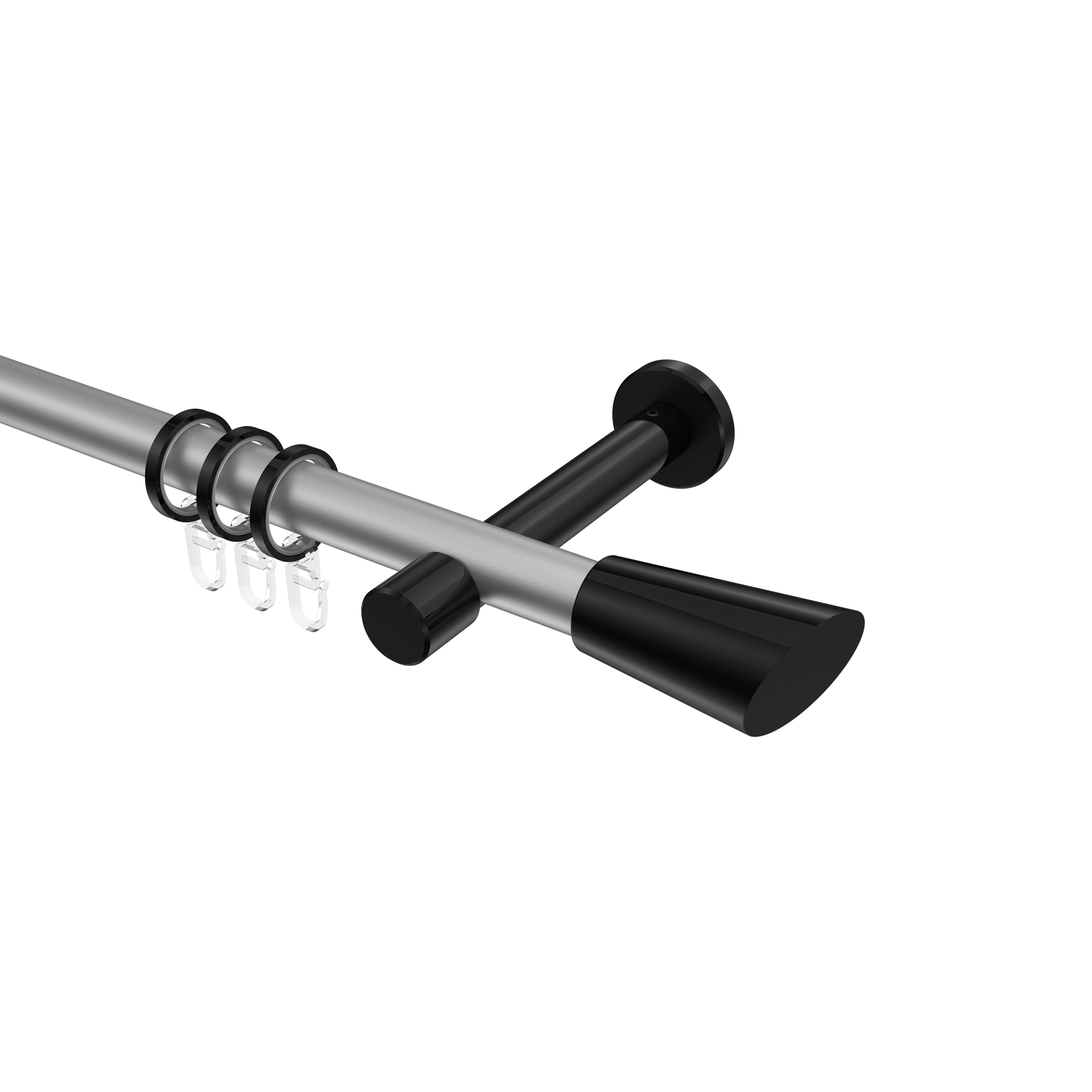 Gardinenstange Silbergrau / Schwarz, Metall 20 mm Ø Prestige Bento