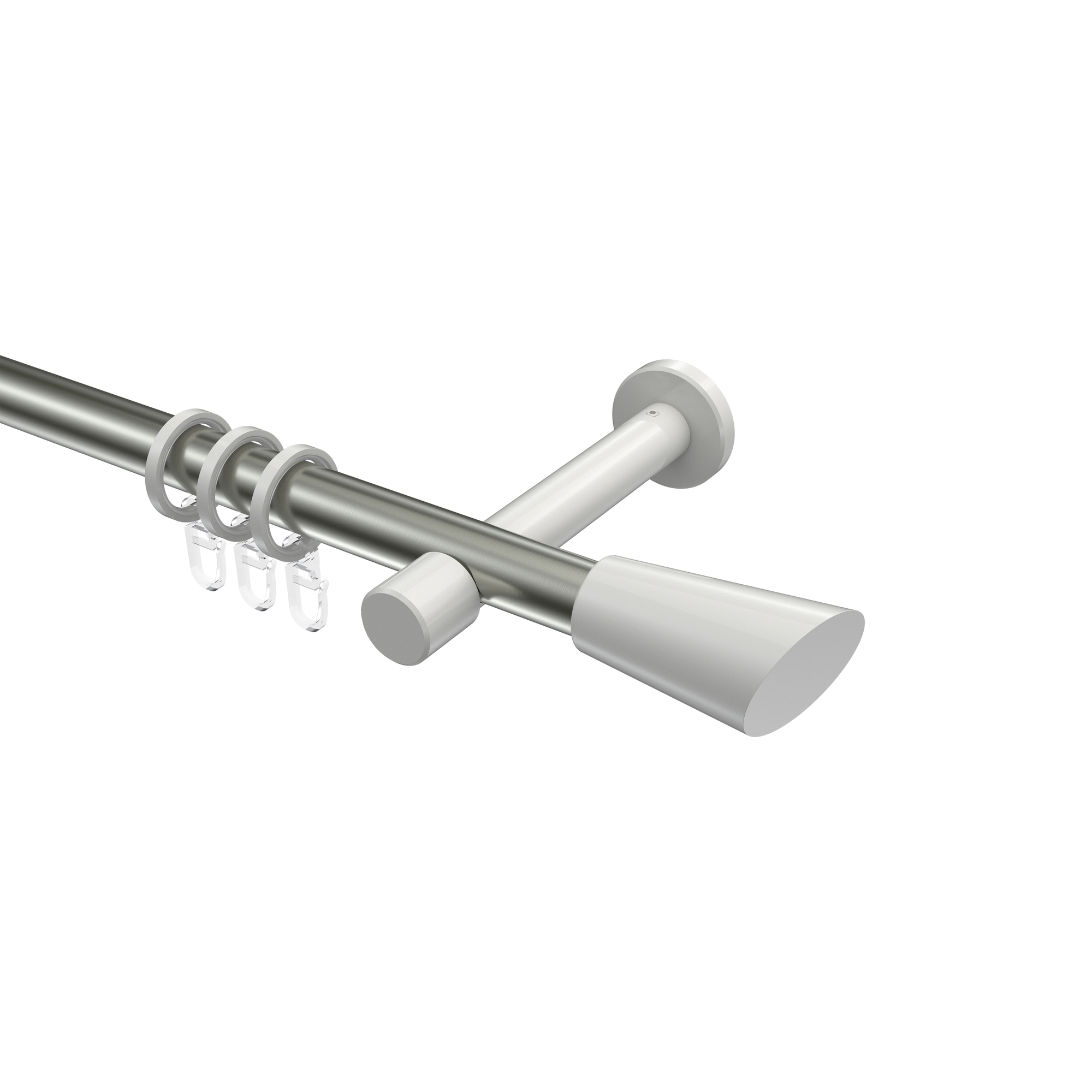 Vorhangstange Edelstahl-Optik / Weiß, Metall 20 mm Ø Prestige Bento