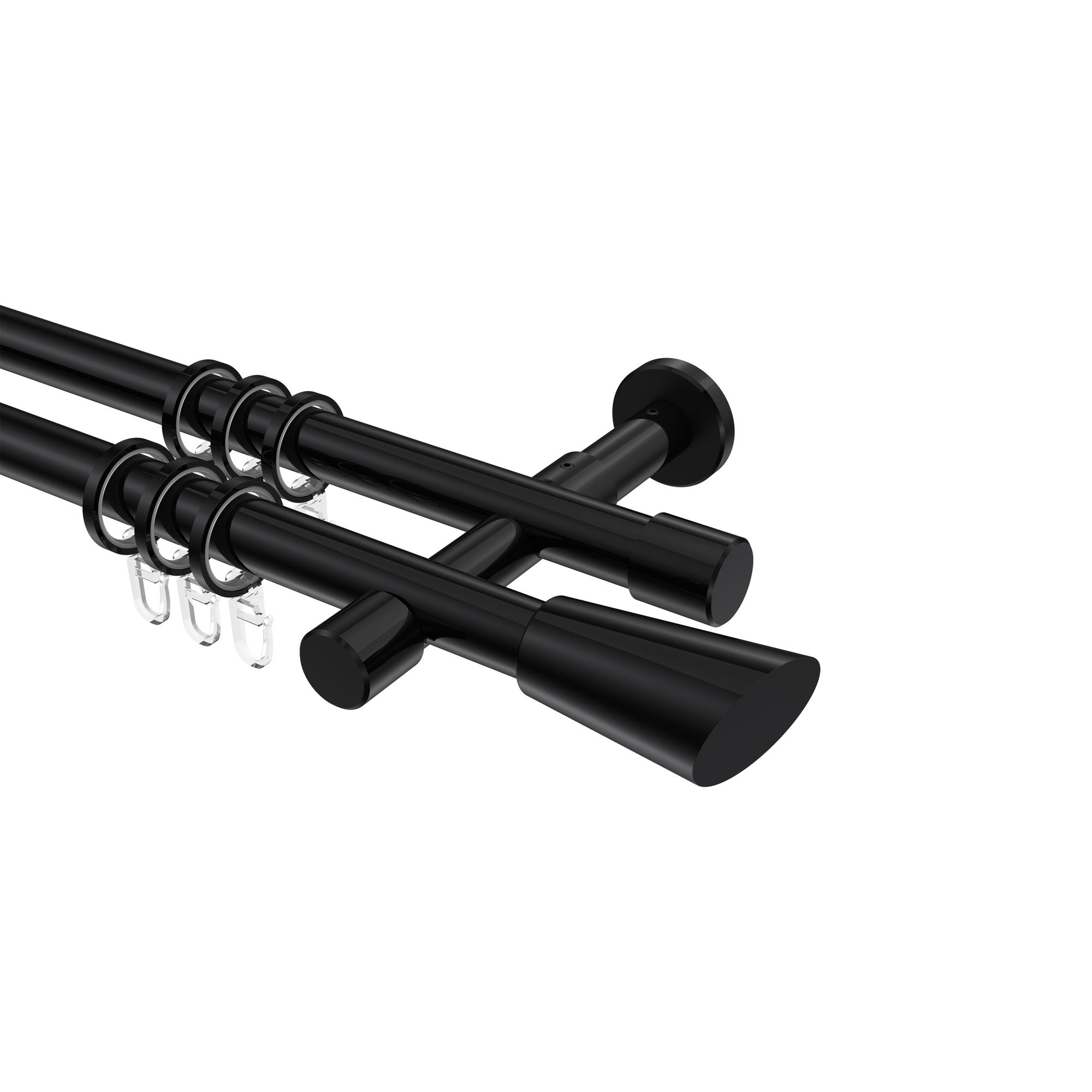 Vorhangstange Schwarz, Metall 20 mm Ø Prestige Bento, 2-läufig