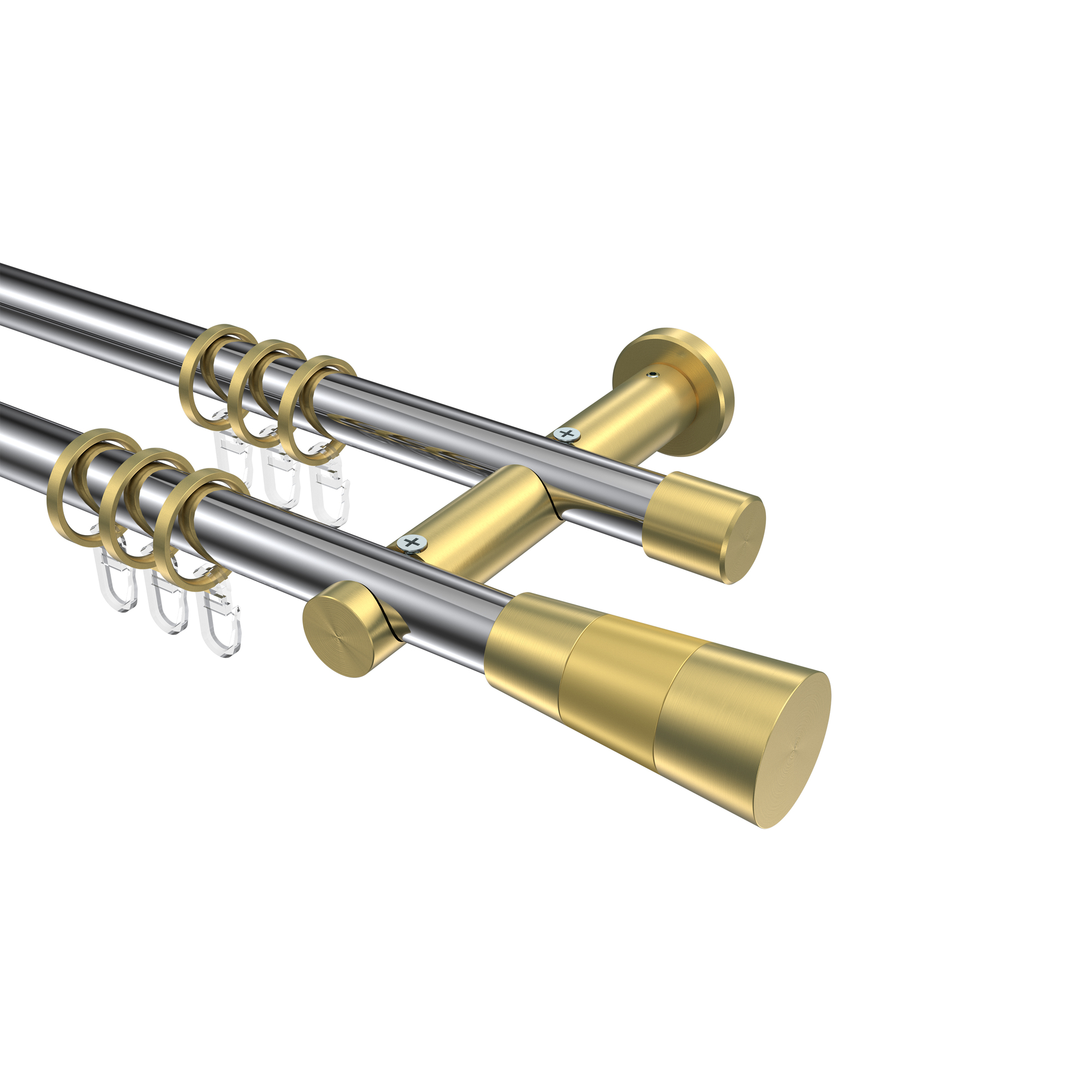 Gardinenstange Chrom / Messing-Optik, 2-läufig Metall 20 mm Ø Platon Tanara