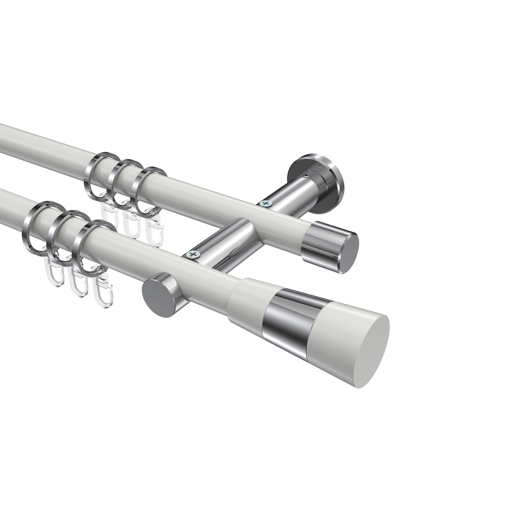 Stilgarnitur Weiß / Chrom, Metall 20 mm Ø Platon Tanara, zweiläufig