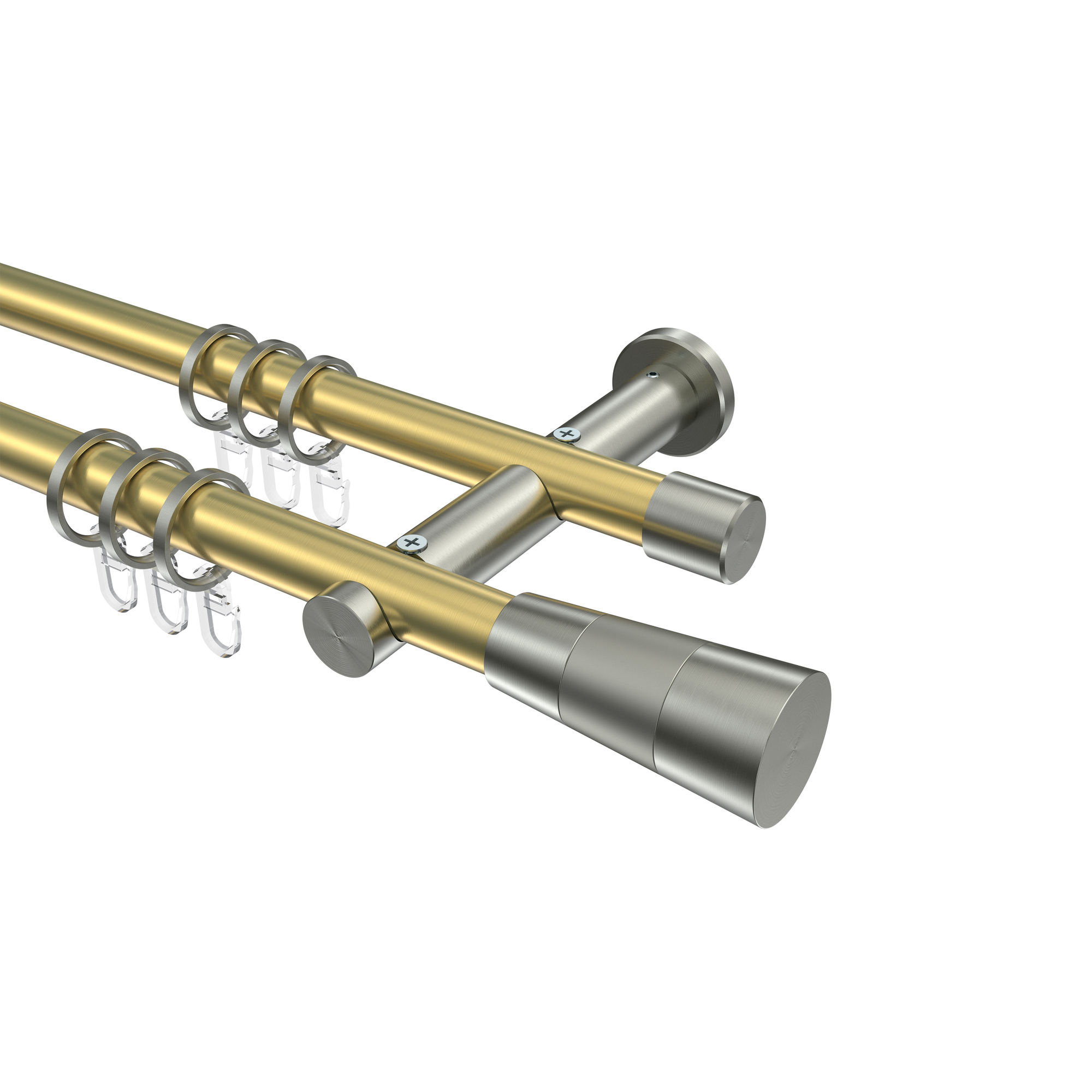 Vorhangstange Messing-Optik / Edelstahl-Optik 20 mm Ø Platon Tanara, zweiläufig