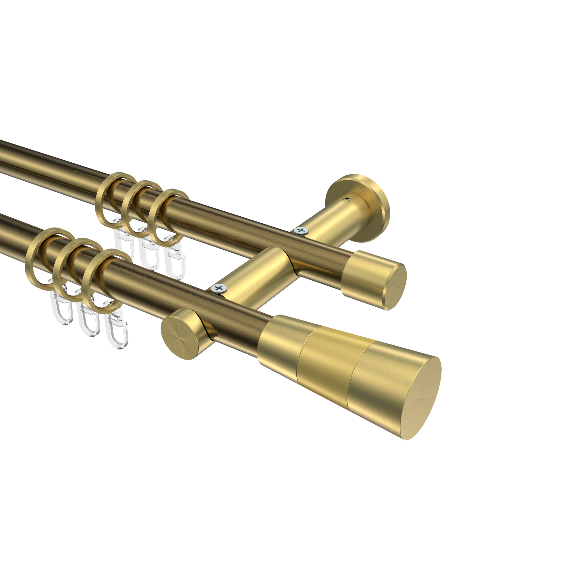 Gardinenstange Messing Antik / Messing-Optik, 2-läufig Metall 20 mm Ø Platon Tanara