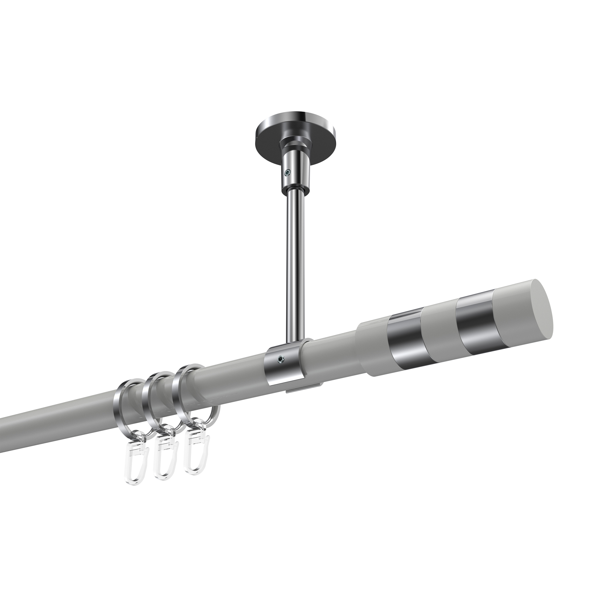 Gardinenstange (Deckenmontage) Weiß / Chrom, Metall 20 mm Ø Sonette Mavell