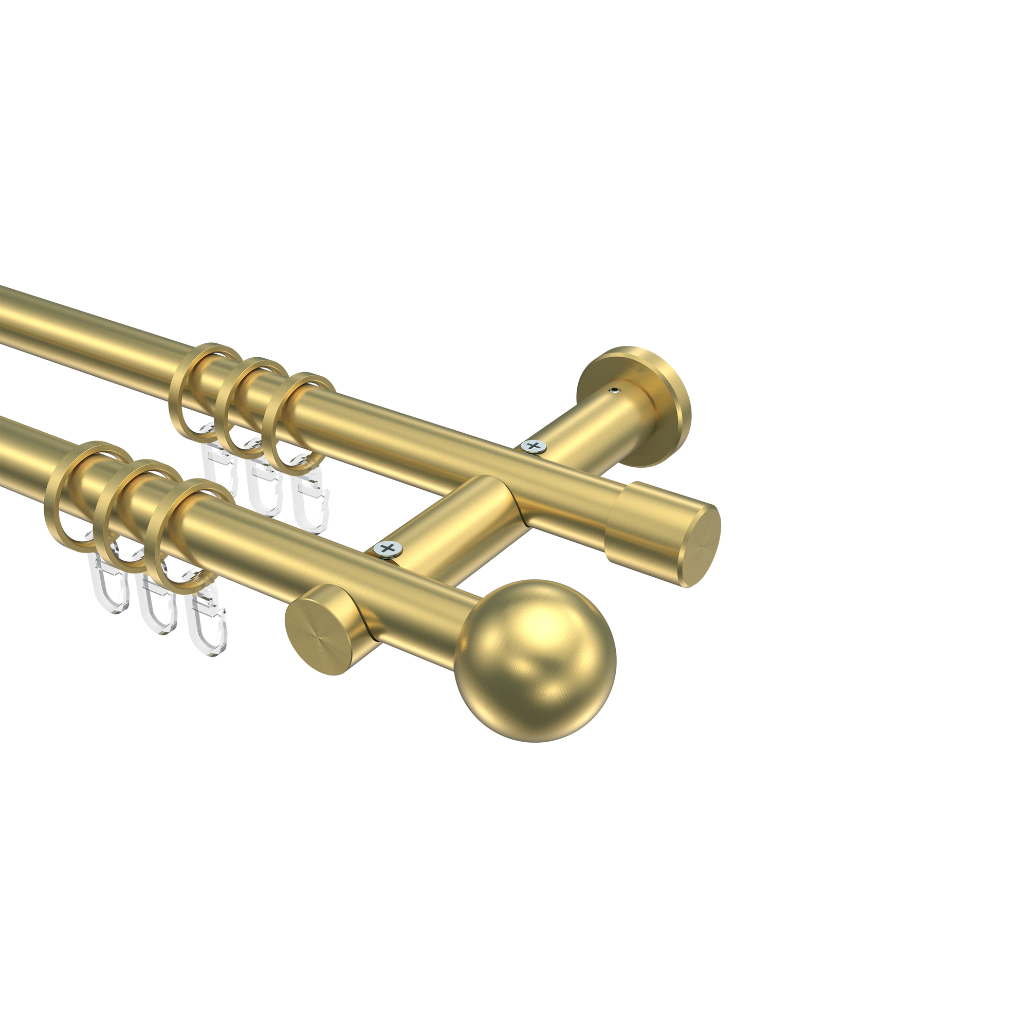 Gardinenstangen Messing-Optik 20 mm Ø Platon Luino, 2-läufig