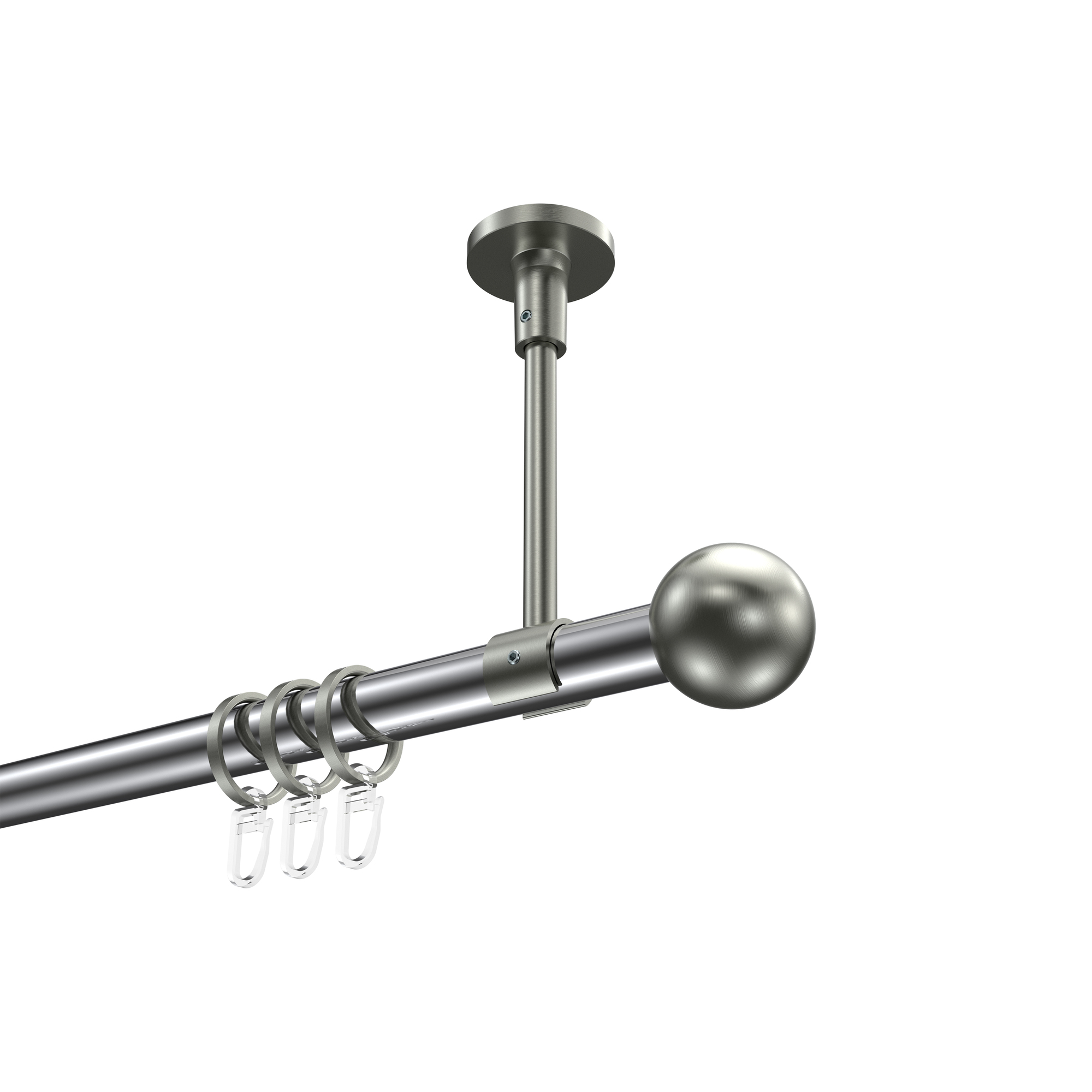 Gardinenstange (Deckenmontage) Chrom / Edelstahl-Optik, Metall 20 mm Ø Sonette Luino