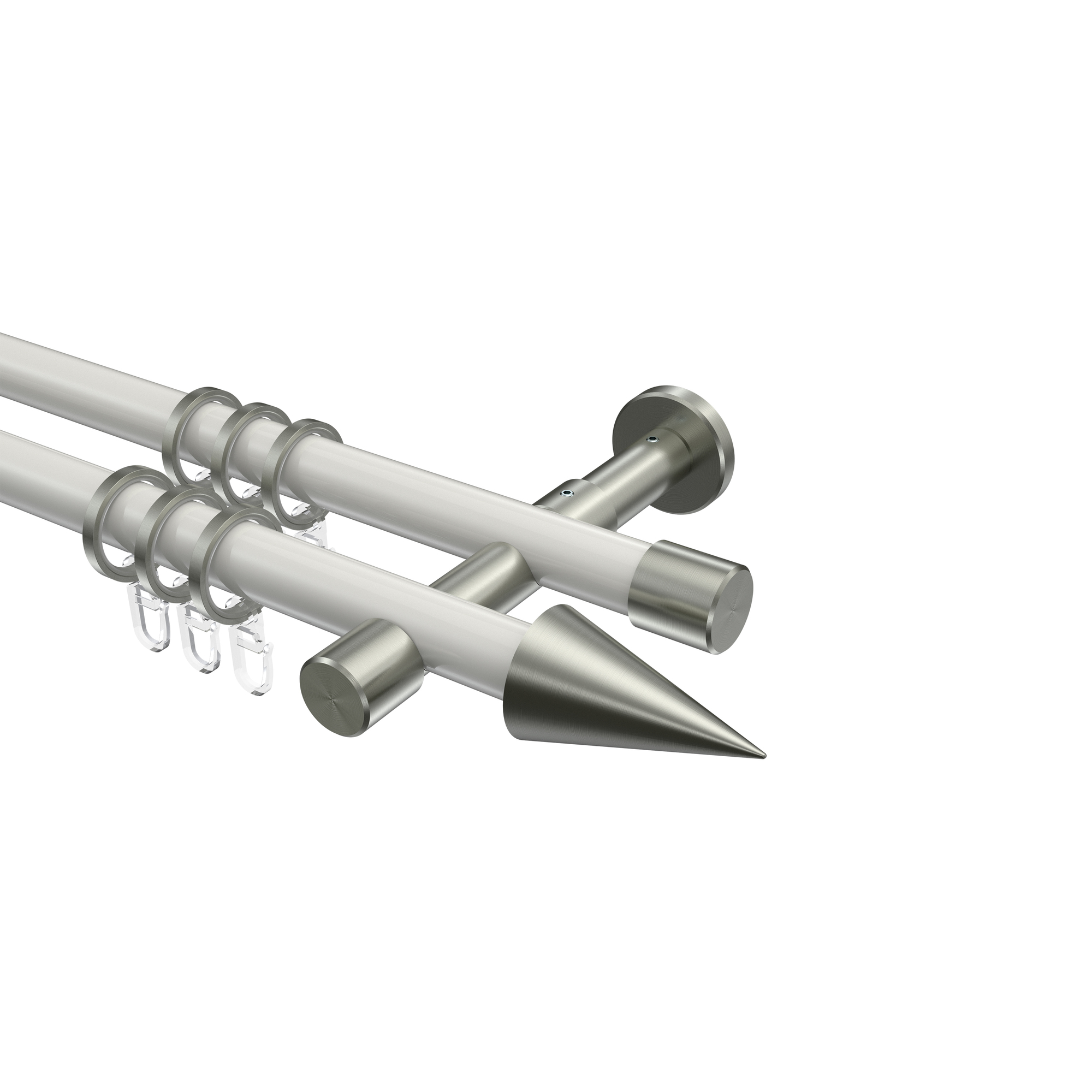 Gardinenstange Weiß / Edelstahl-Optik, Metall 20 mm Ø Prestige Savio, 2-läufig