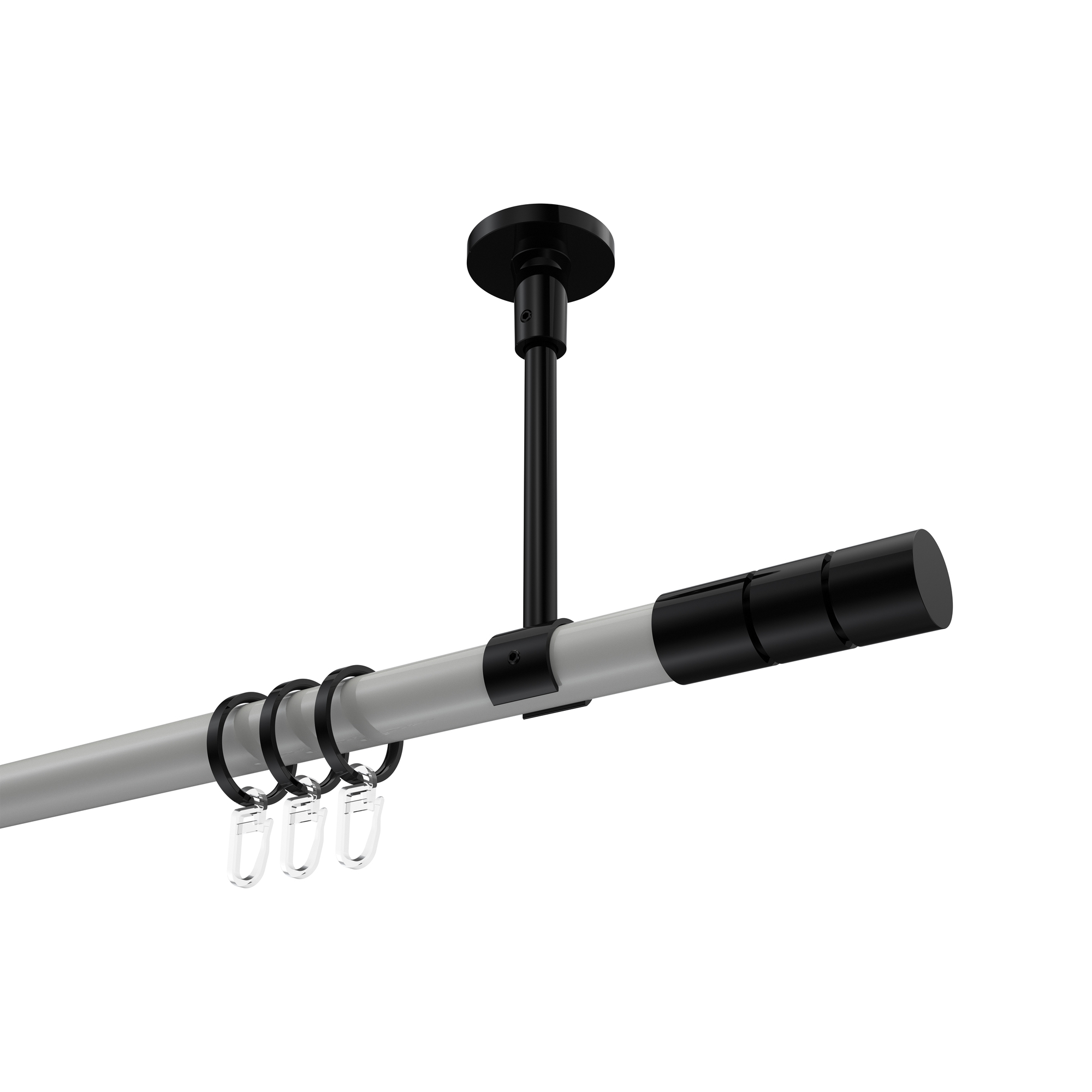 Vorhangstange (Deckenmontage) Weiß / Schwarz, Metall 20 mm Ø Sonette Elanto