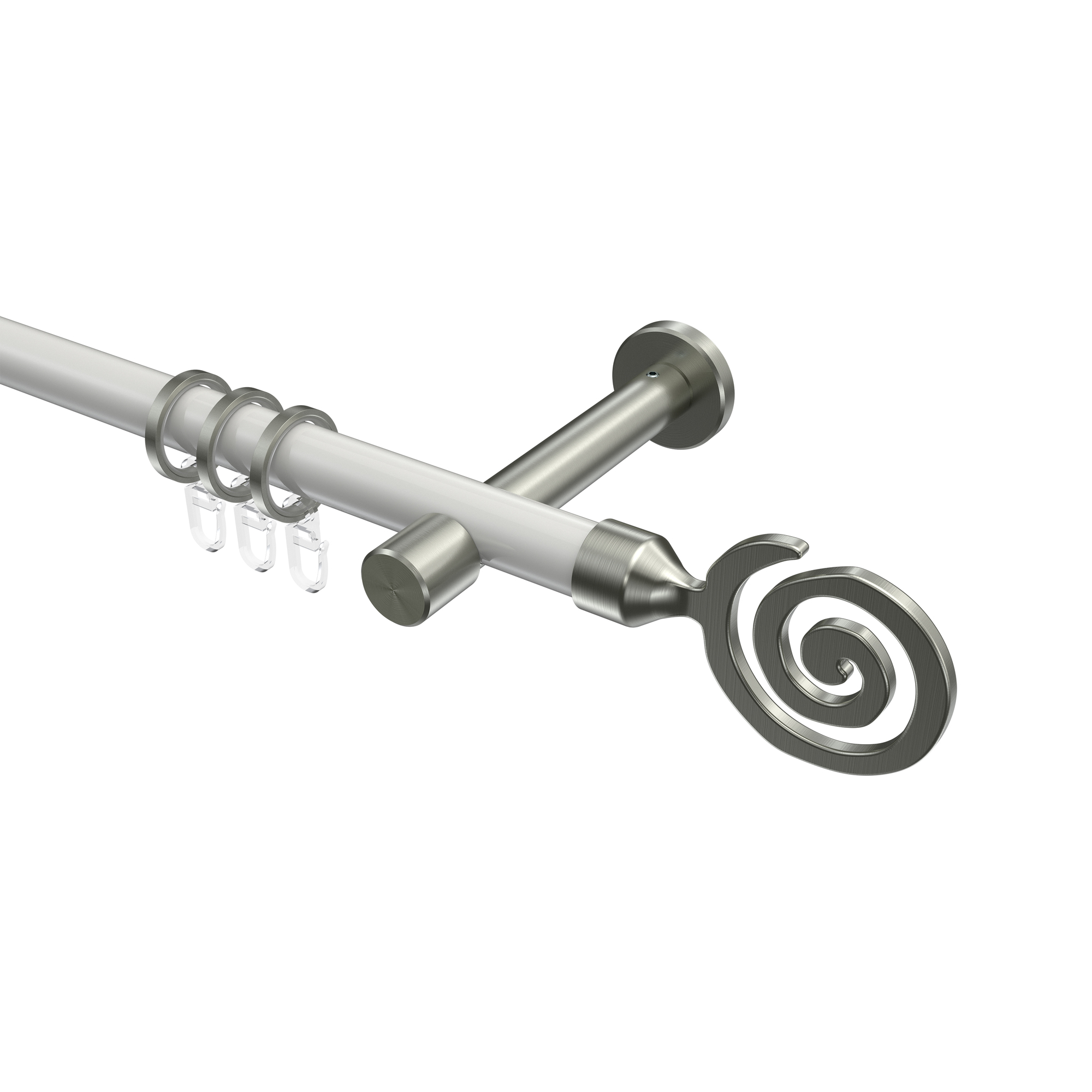 Gardinenstange Weiß / Edelstahl-Optik, Metall 20 mm Ø Prestige Galaxa