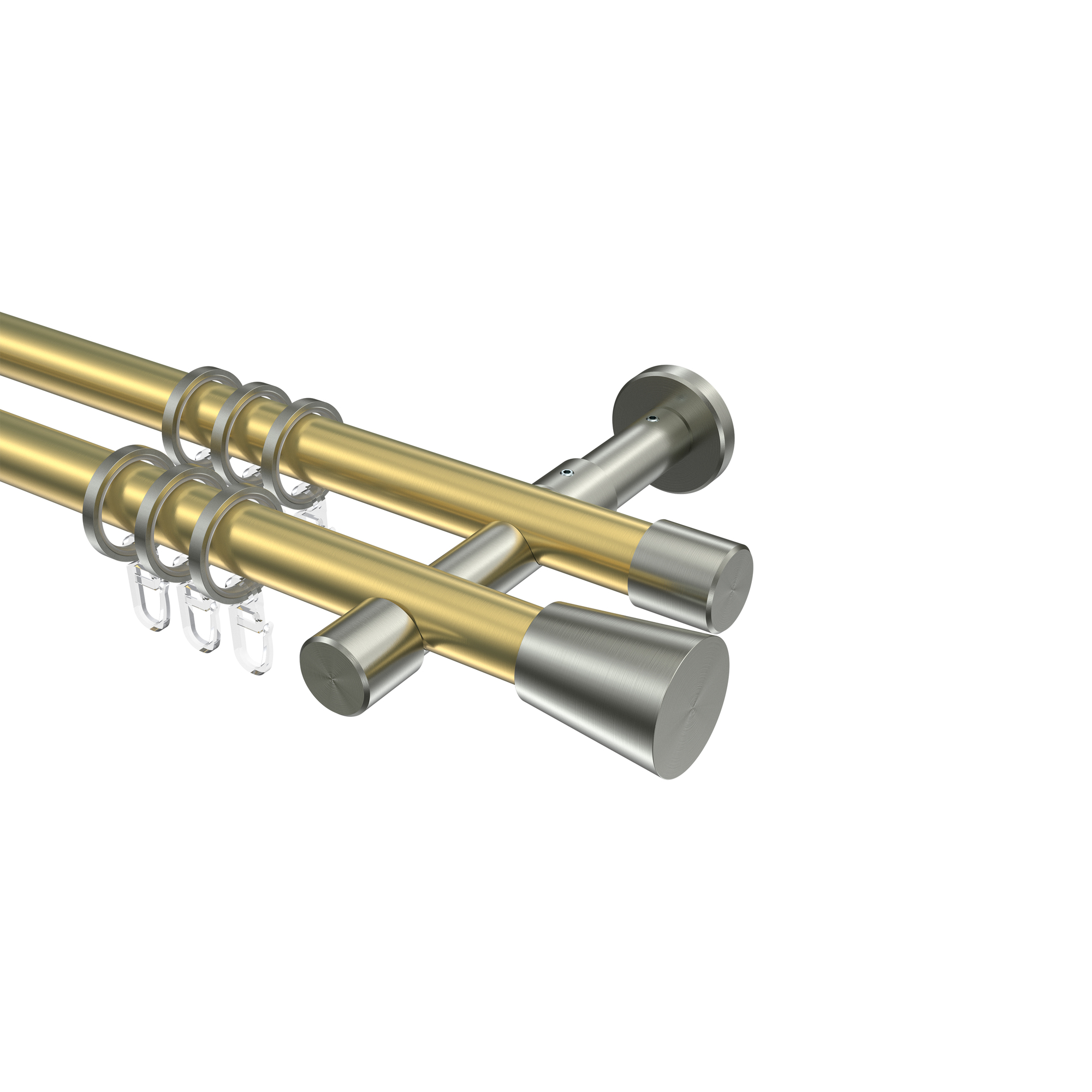 Gardinenstangen Messing-Optik / Edelstahl-Optik 20 mm Ø Prestige Sitra, 2-läufig