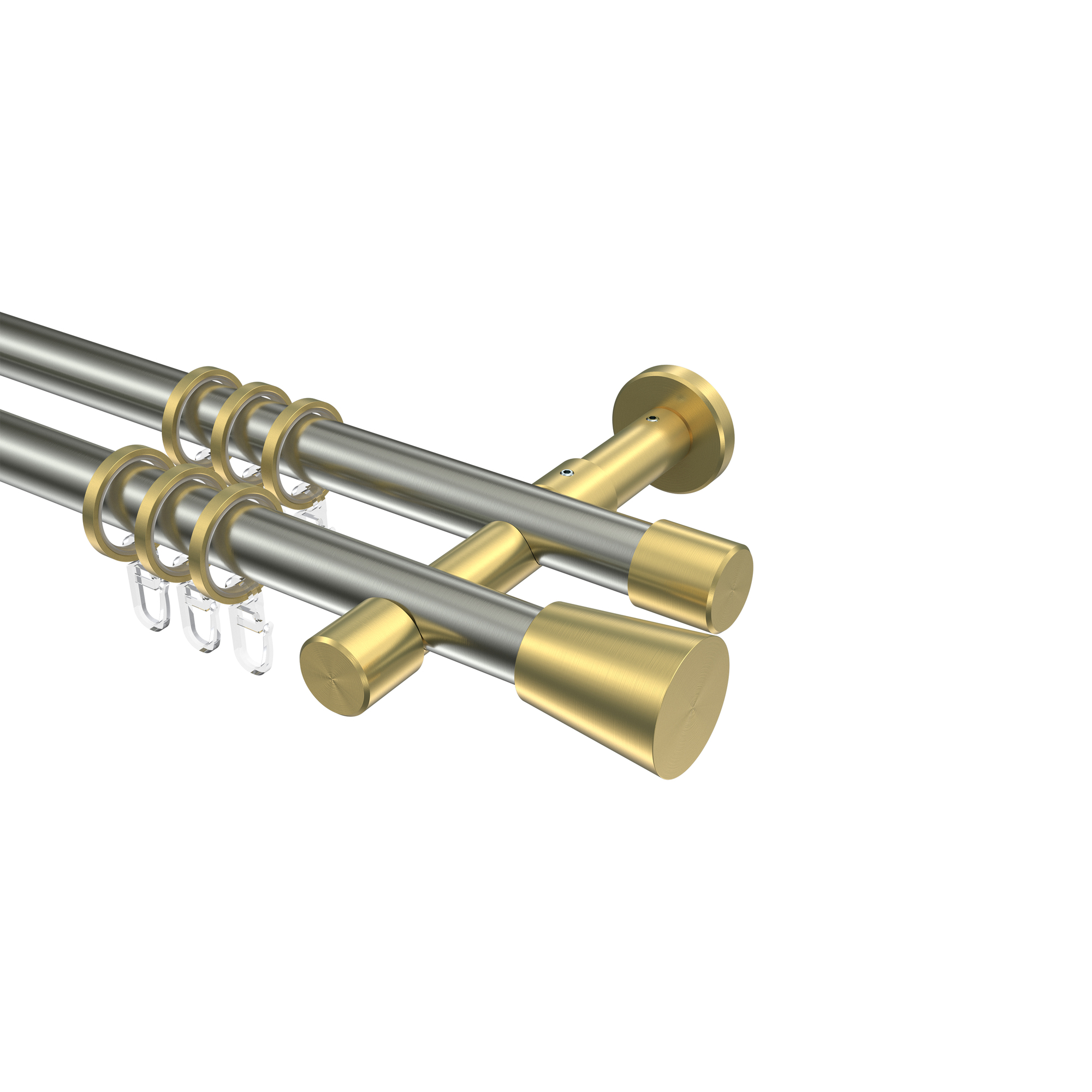Gardinenstangen Edelstahl-Optik / Messing-Optik 20 mm Ø Prestige Sitra, zweiläufig