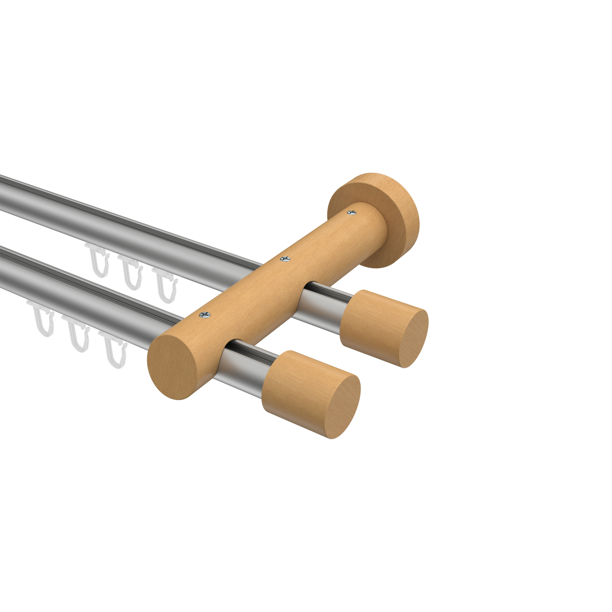 Innenlaufstangen Silbergrau / Buche 20 mm Ø 2-läufig Talent Feta Aluminium / Holz