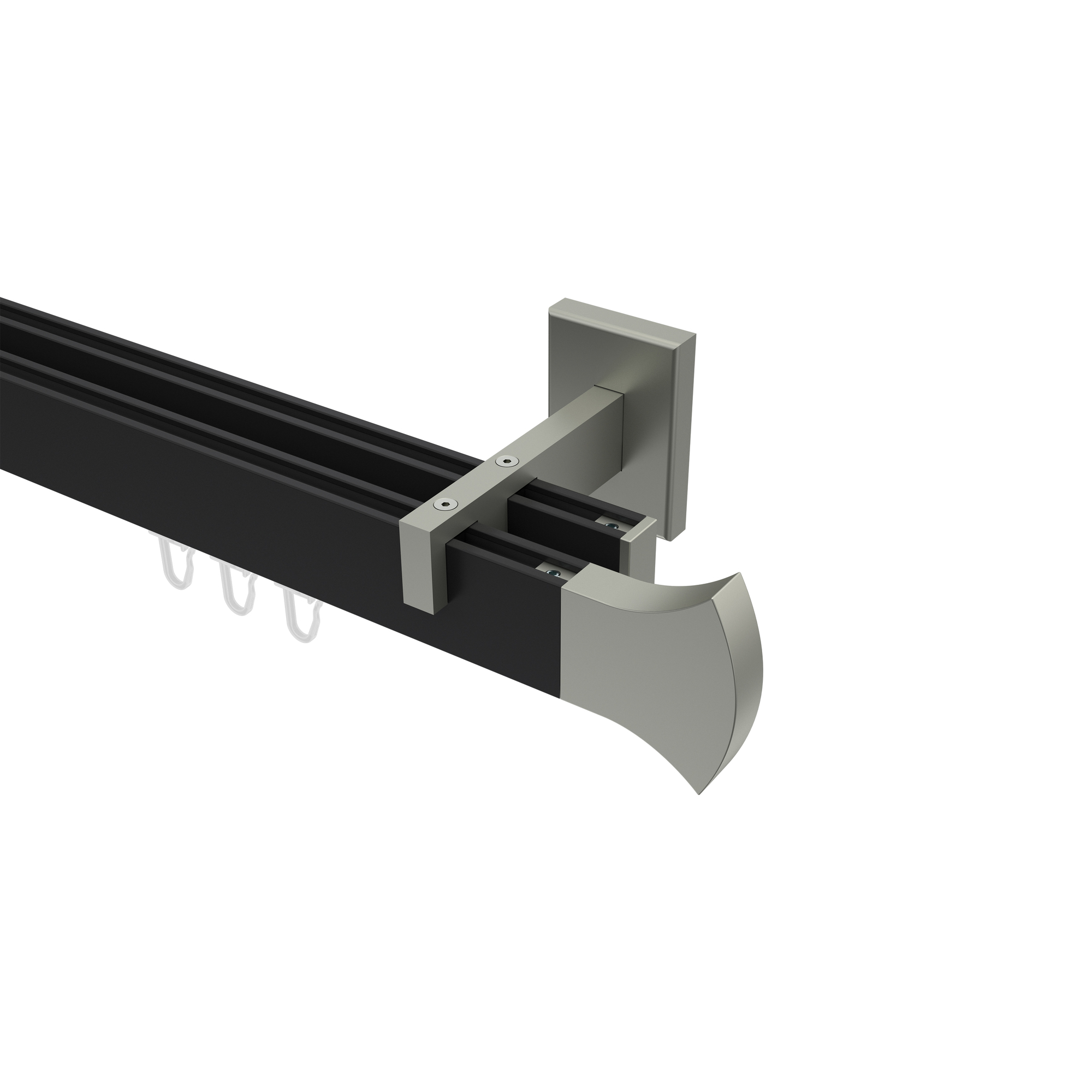 Innenlaufstange Schwarz / Edelstahl-Optik 2-läufig eckig Smartline Conex