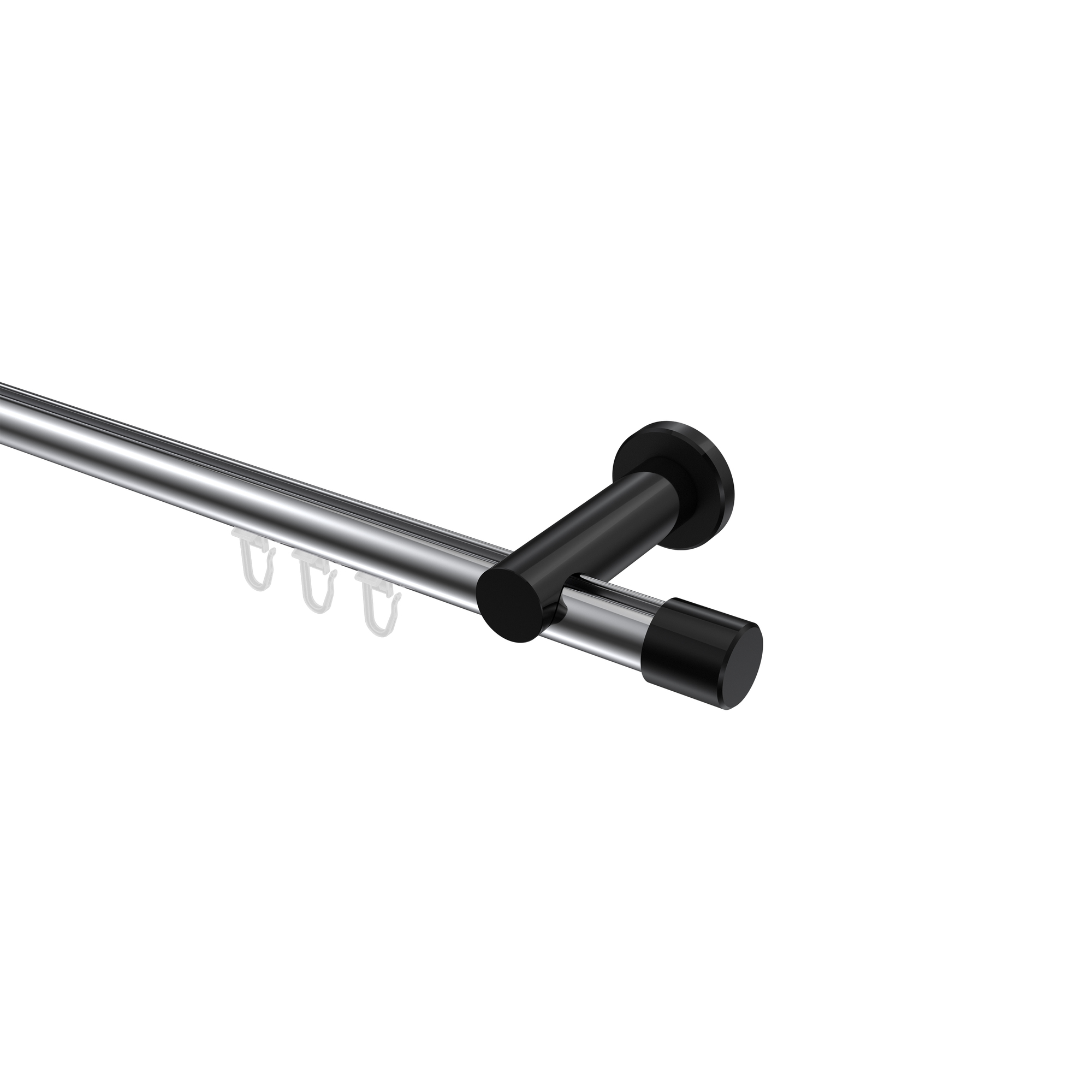 Innenlauf-Gardinenstangen Chrom / Schwarz, Aluminium / Metall 20 mm Ø Platon Santo