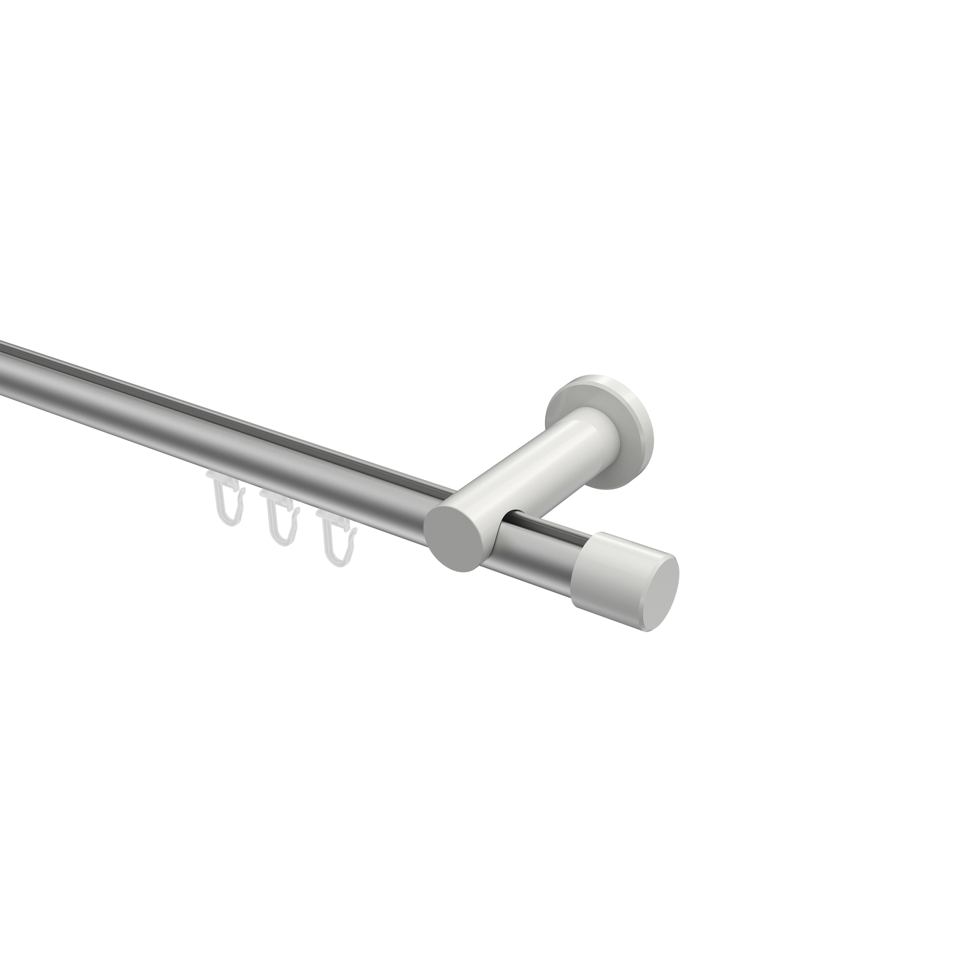 Innenlauf-Gardinenstangen Silbergrau / Weiß, Aluminium / Metall 20 mm Ø Platon Santo