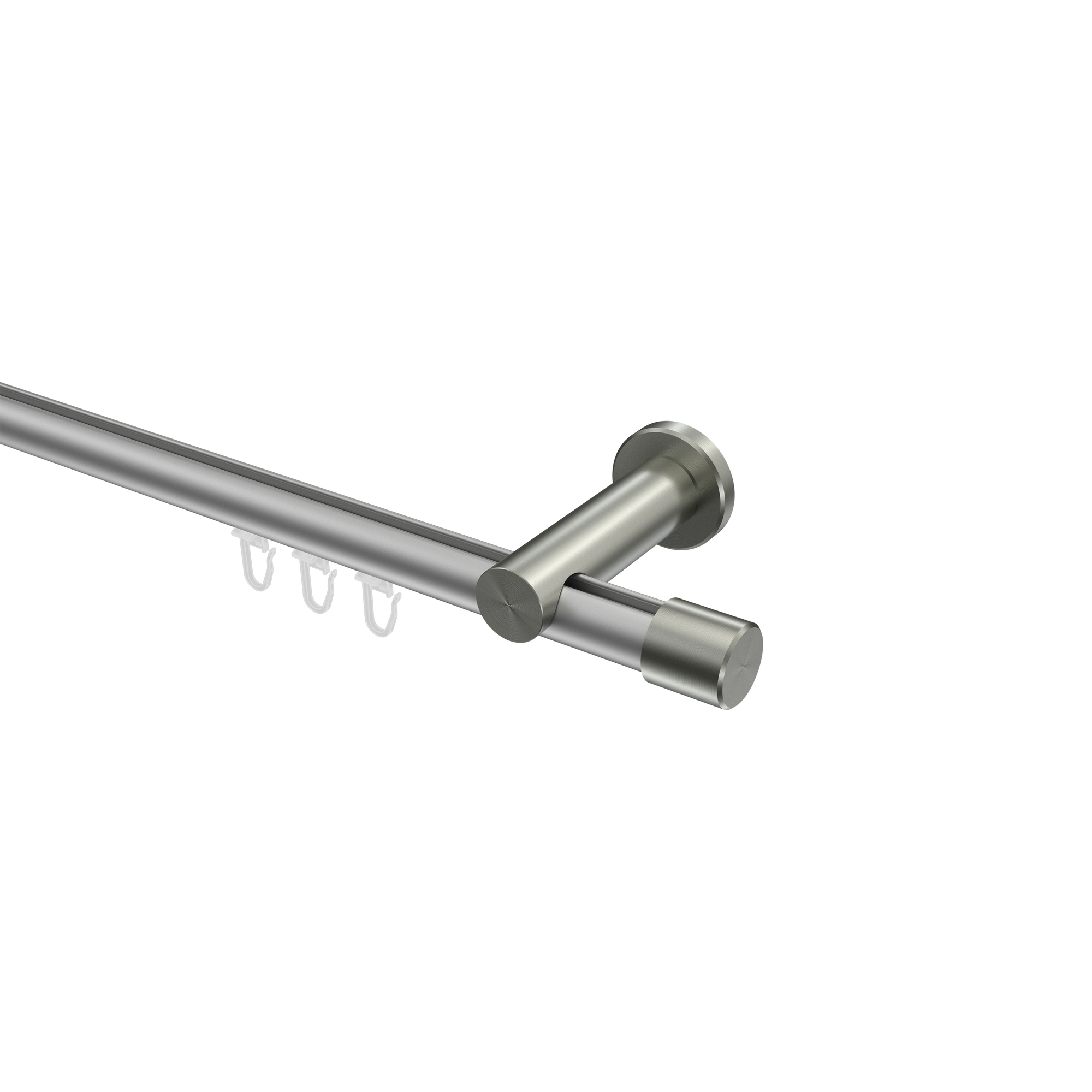 Innenlauf-Gardinenstange Silbergrau / Edelstahl-Optik, Aluminium / Metall 20 mm Ø Platon Santo