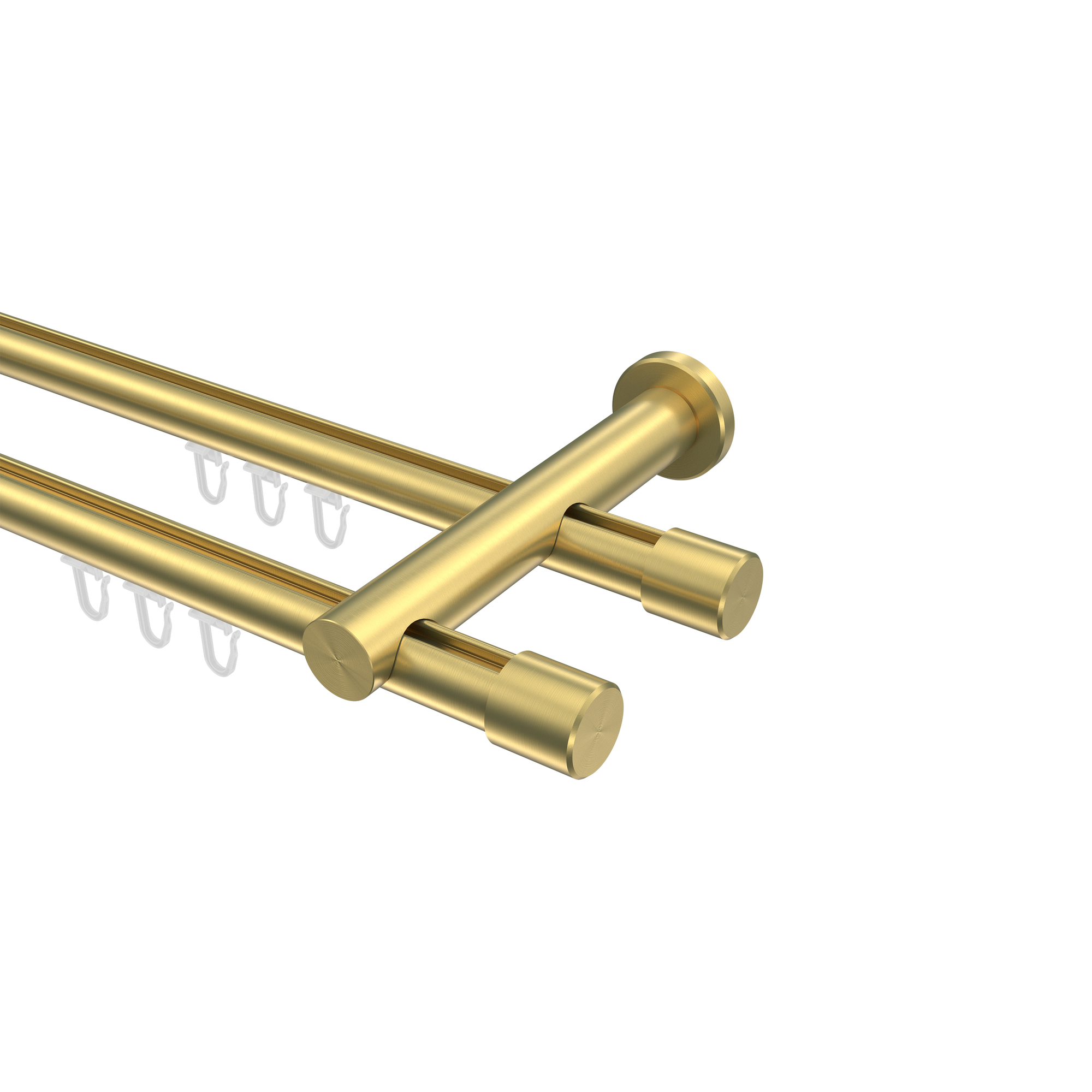 Innenlauf-Gardinenstange Messing-Optik 20 mm Ø Platon Santo, doppelläufig