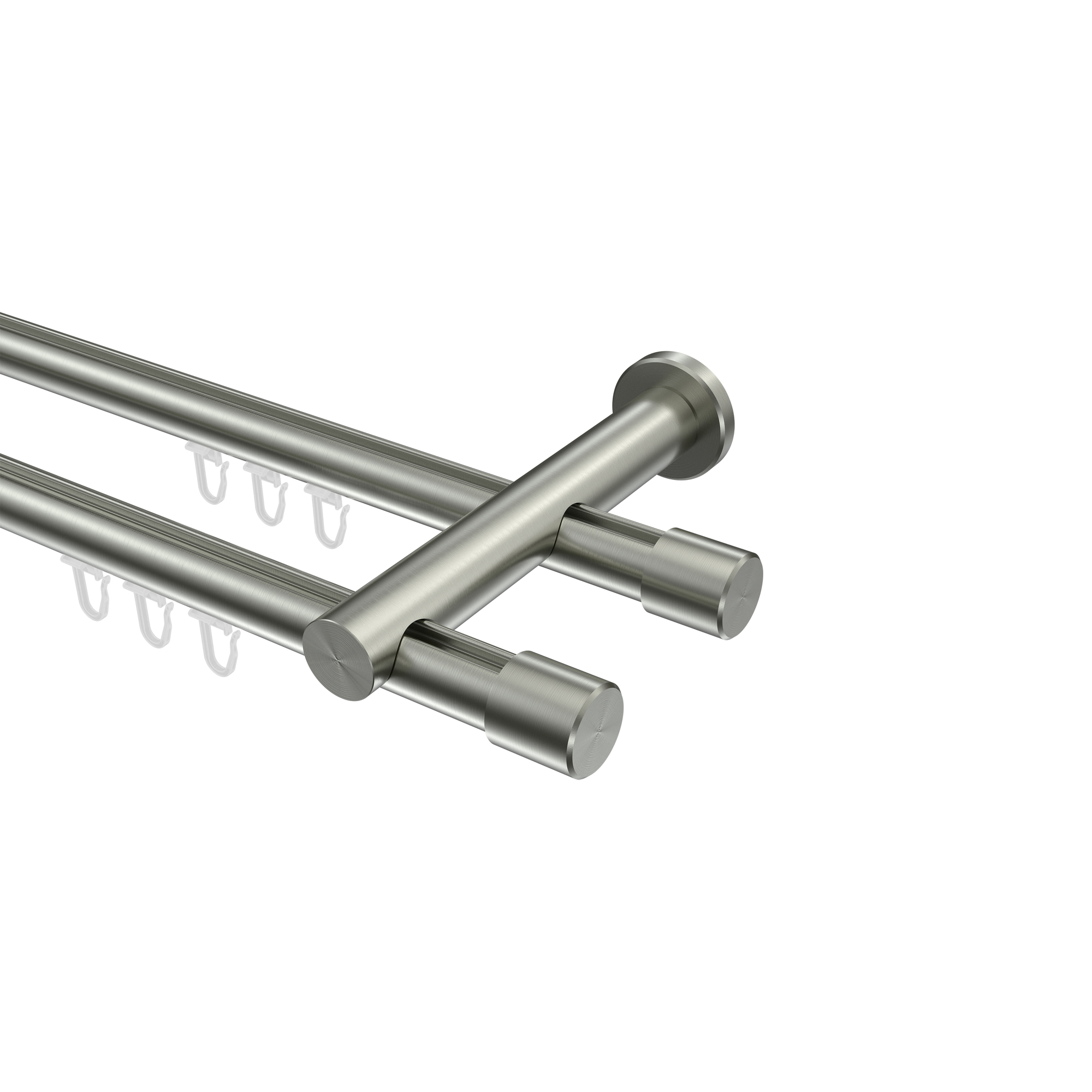 Gardinenstangen mit Innenlauf Edelstahl-Optik 20 mm Ø Platon Santo, doppelläufig