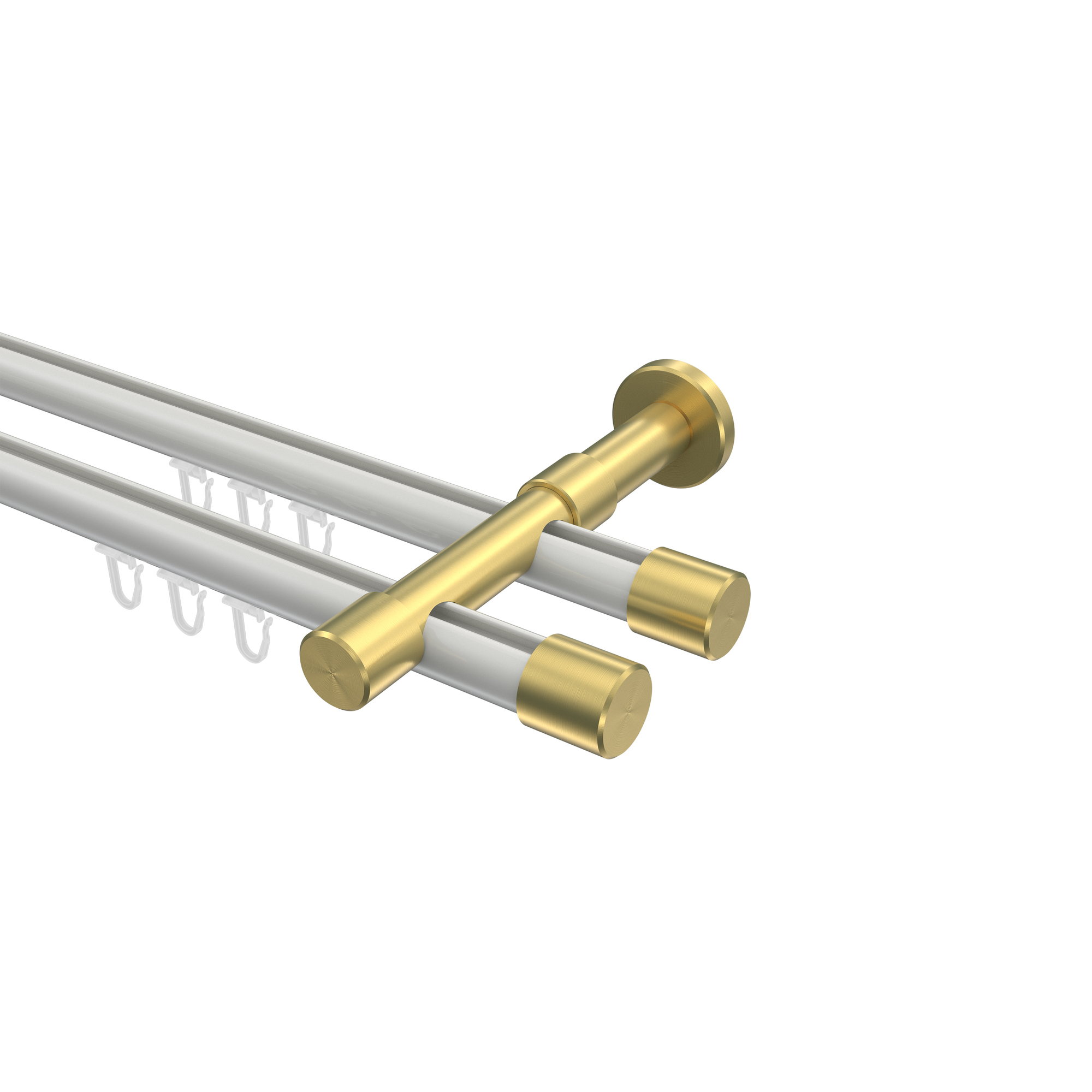 Innenlauf-Gardinenstange Weiß / Messing-Optik, 2-läufig Aluminium / Metall 20 mm Ø Prestige Santo