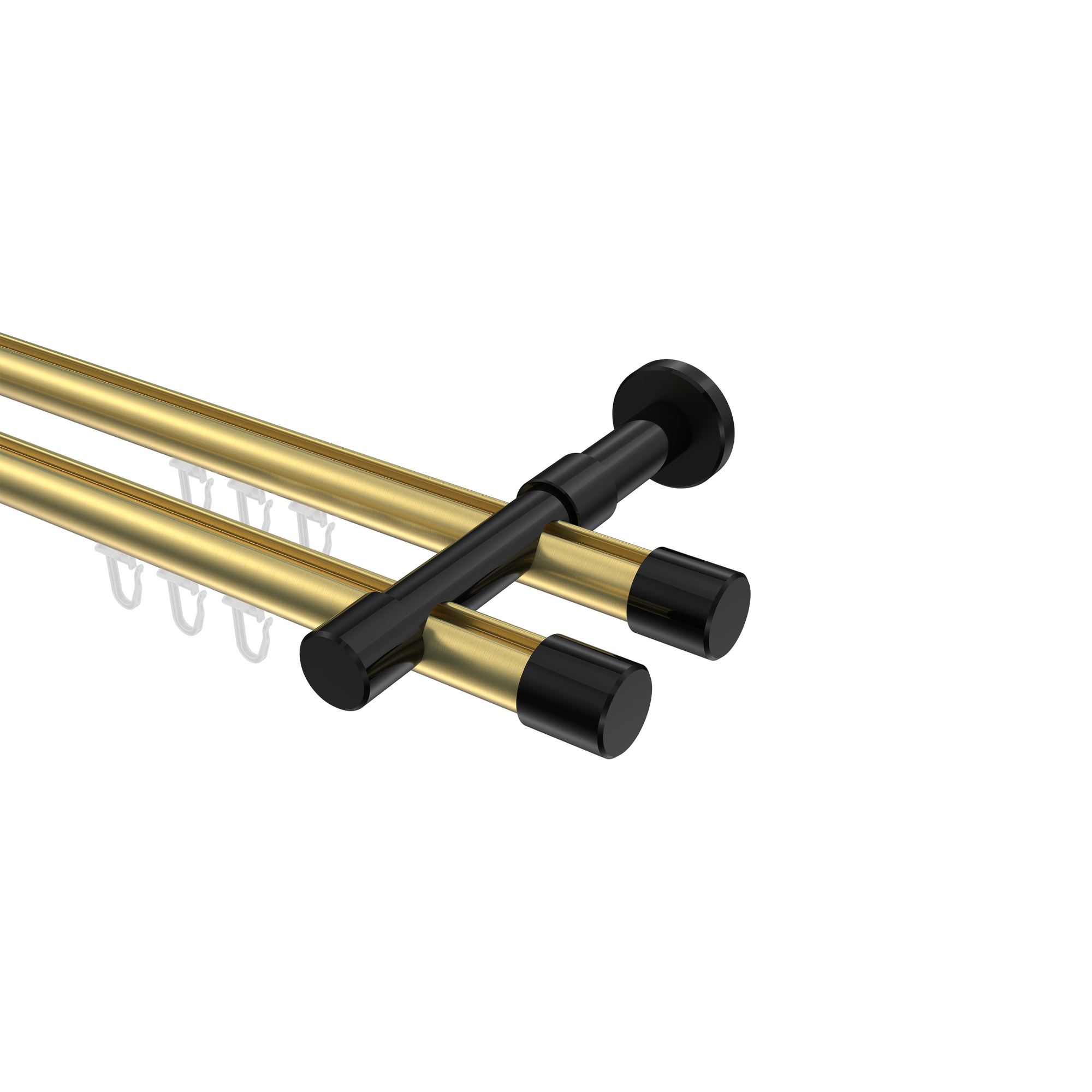 Innenlauf-Gardinenstange Messing-Optik / Schwarz, doppelläufig Aluminium / Metall 20 mm Ø Prestige Santo