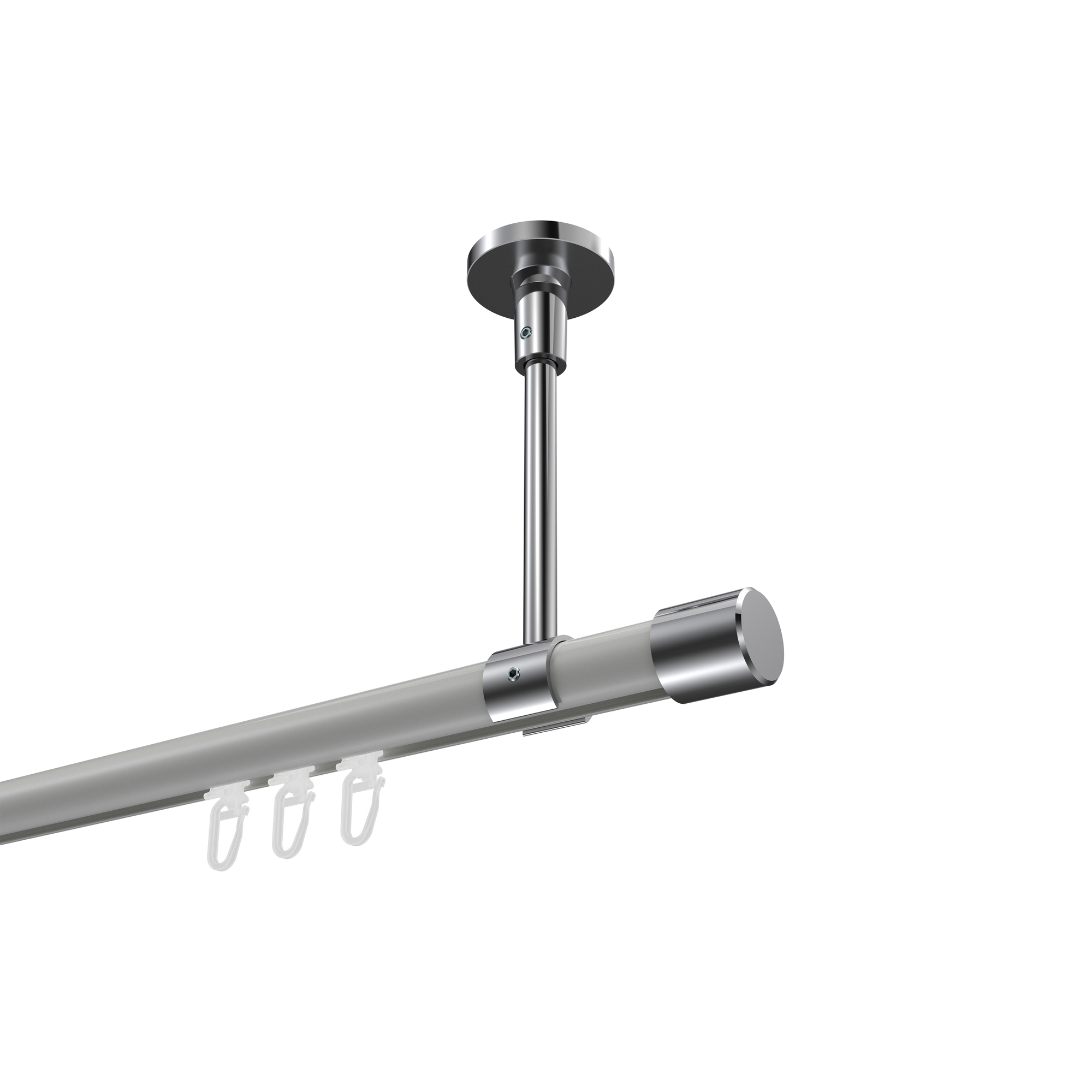 Innenlaufstange (Deckenanbringung) Weiß / Chrom, Aluminium / Metall 20 mm Ø Sonette Santo