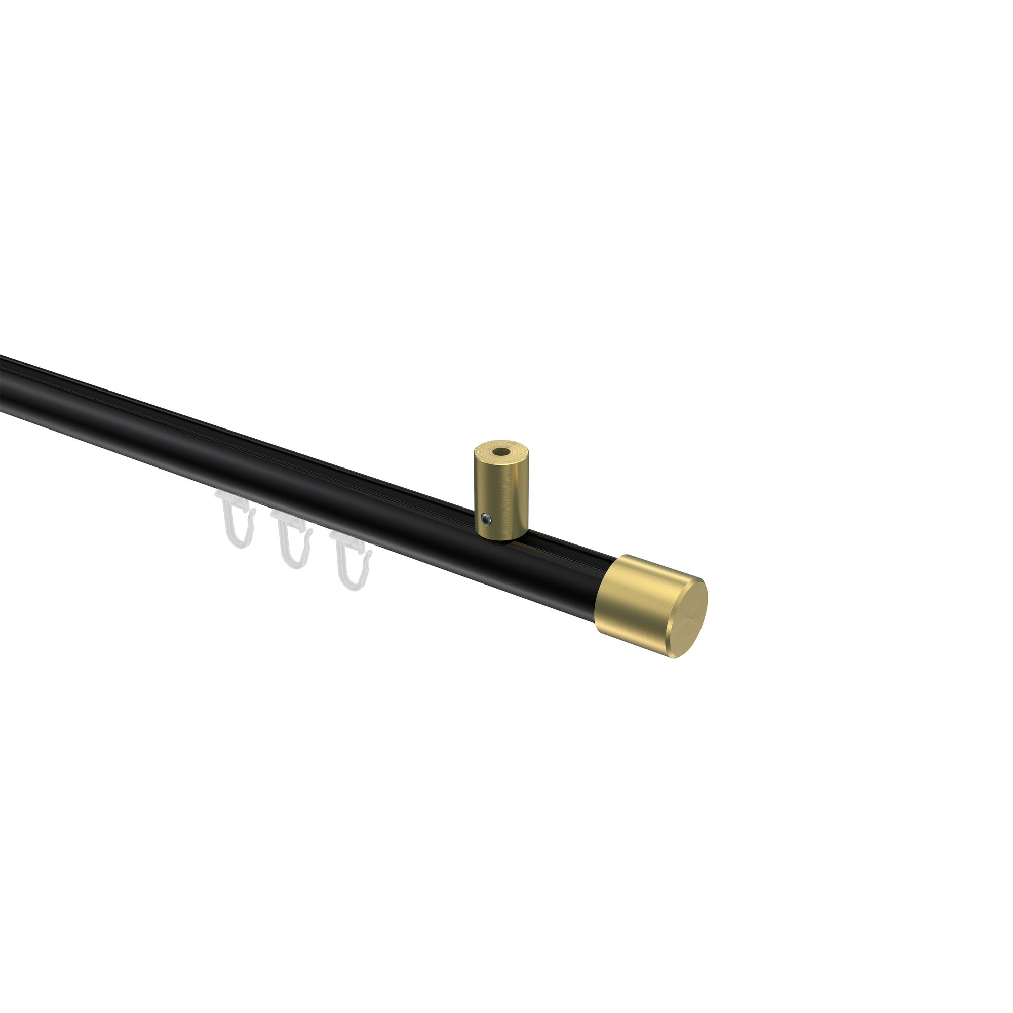 Innenlauf-Vorhangstange (Deckenbefestigung) Schwarz / Messing-Optik, Aluminium / Metall 20 mm Ø Sonius Santo