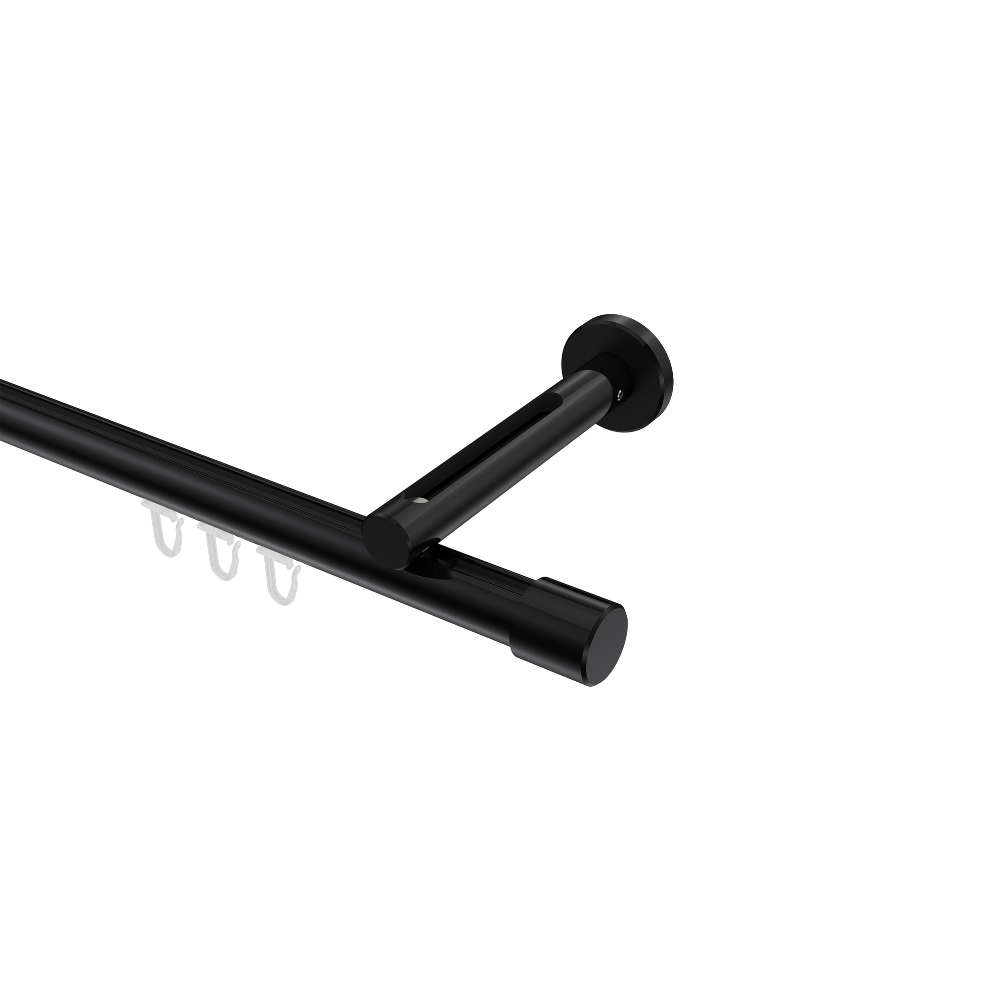 Innenlauf-Gardinenstange Schwarz, Aluminium / Metall 20 mm Ø Siteno Santo