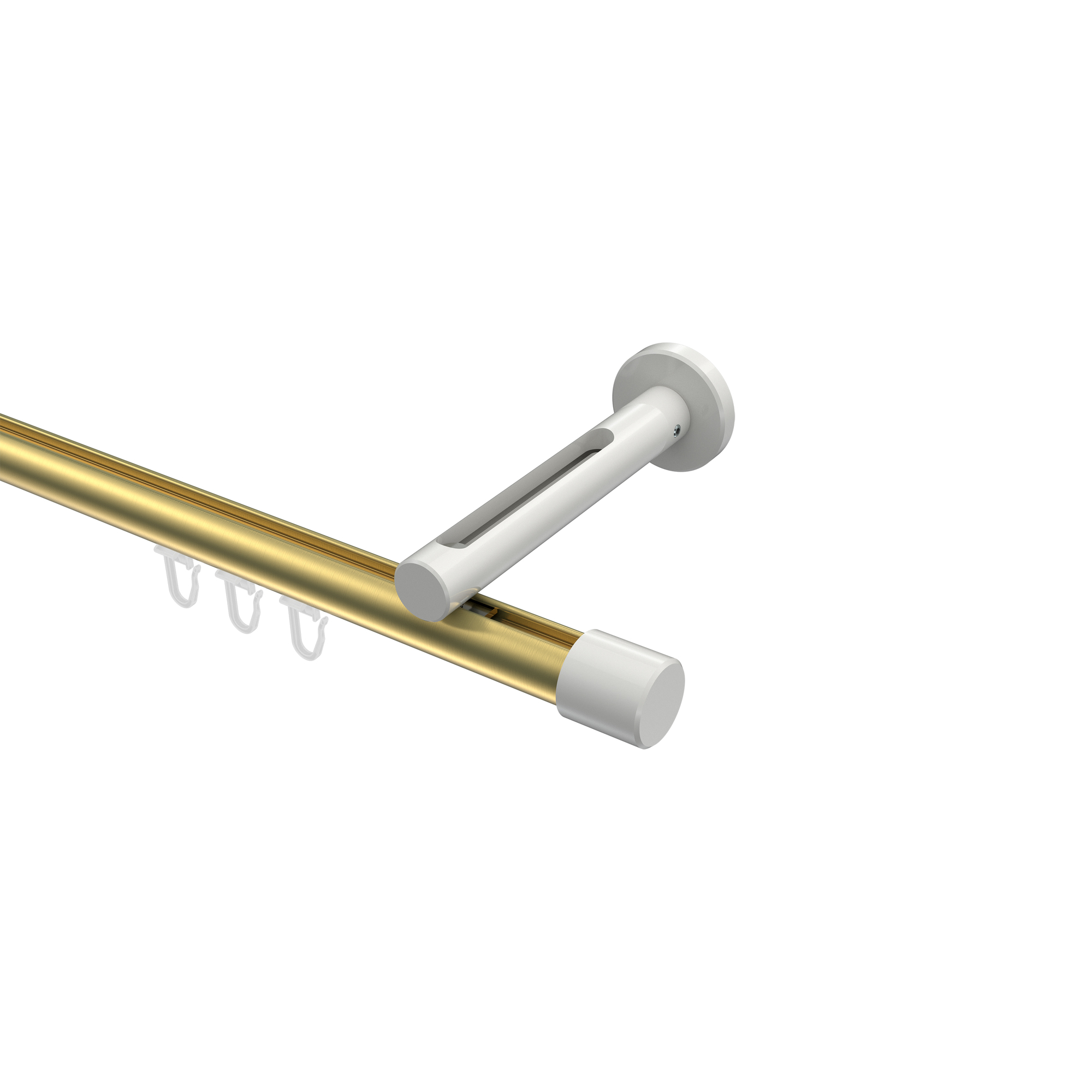 Innenlauf-Vorhangstange Messing-Optik / Weiß, Aluminium / Metall 20 mm Ø Siteno Santo