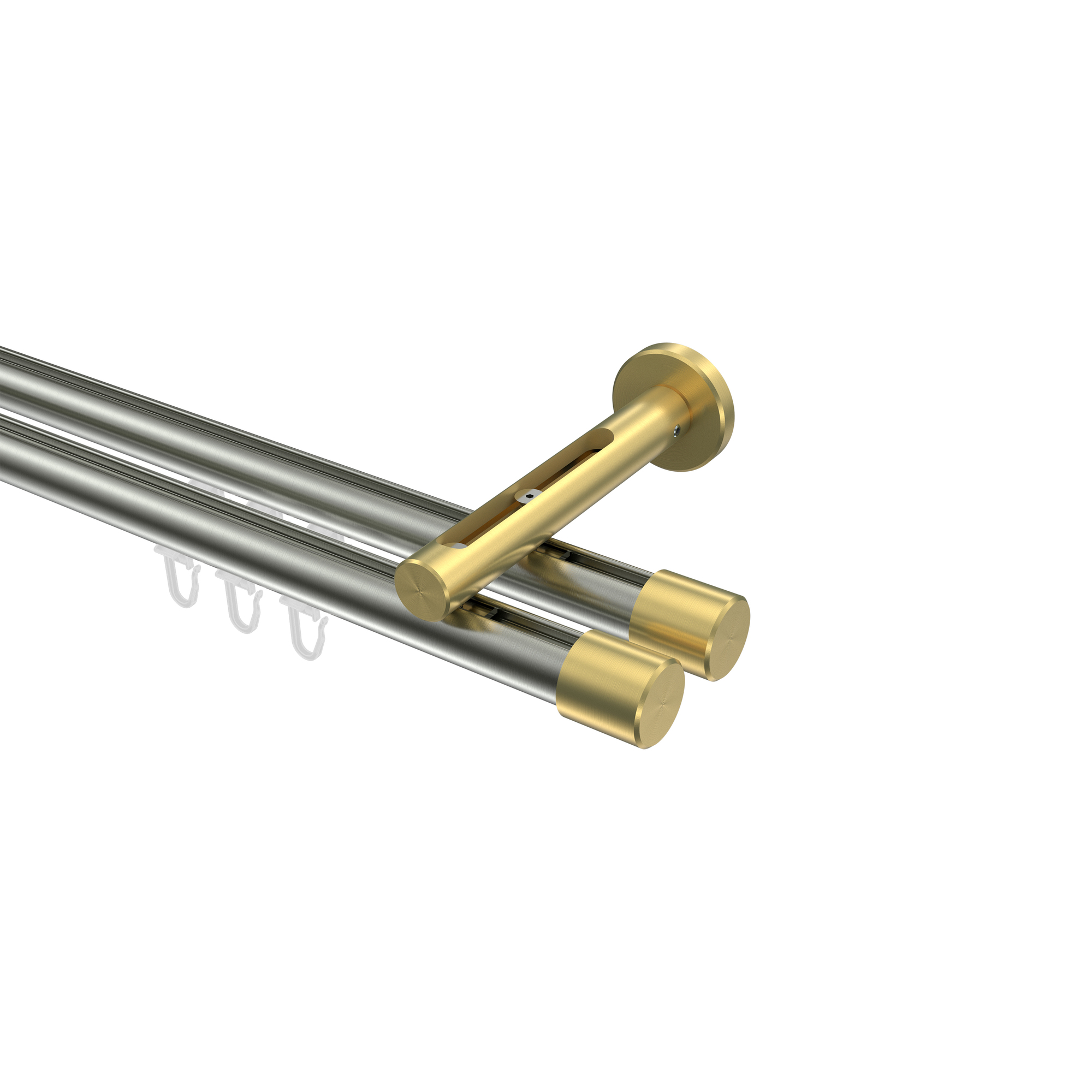 Vorhangstange mit Innenlauf Edelstahl-Optik / Messing-Optik, Aluminium / Metall 20 mm Ø Siteno Santo, doppelläufig