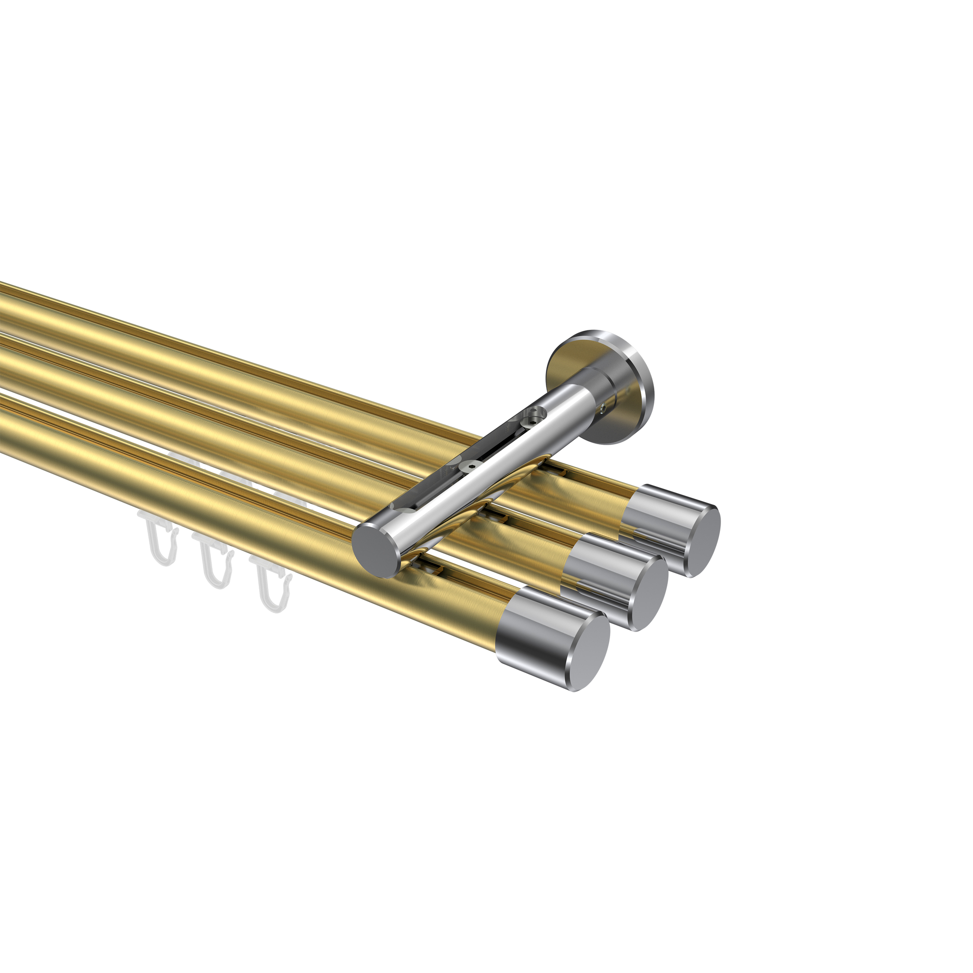 Innenlaufstange Messing-Optik / Chrom, Aluminium / Metall 20 mm Ø Siteno Santo, dreiläufig