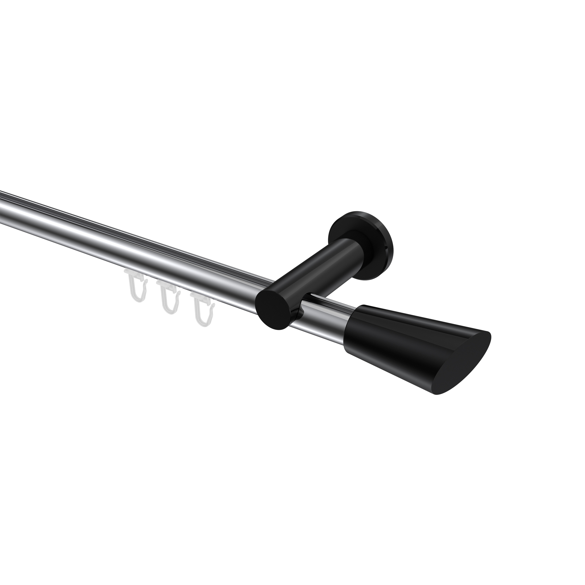 Innenlauf-Vorhangstangen Chrom / Schwarz, Aluminium / Metall 20 mm Ø Platon Bento