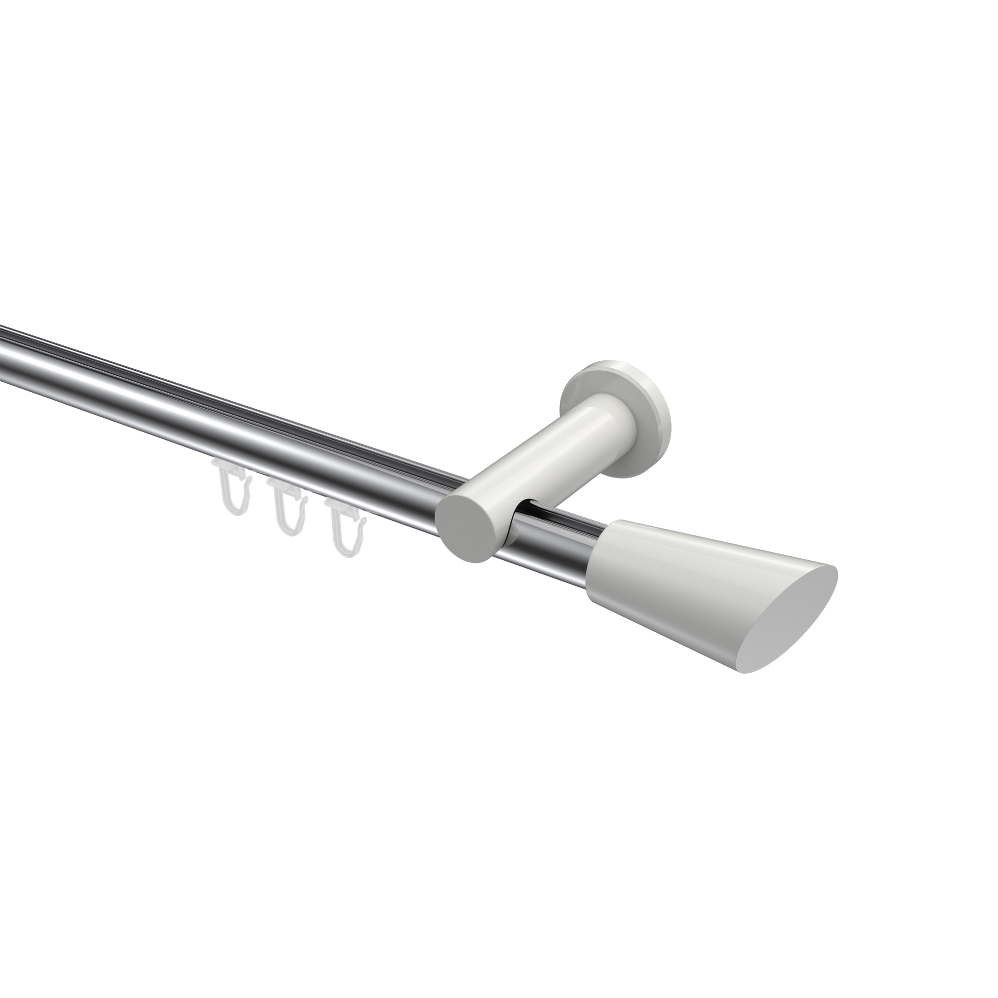 Innenlauf-Vorhangstangen Chrom / Weiß, Aluminium / Metall 20 mm Ø Platon Bento