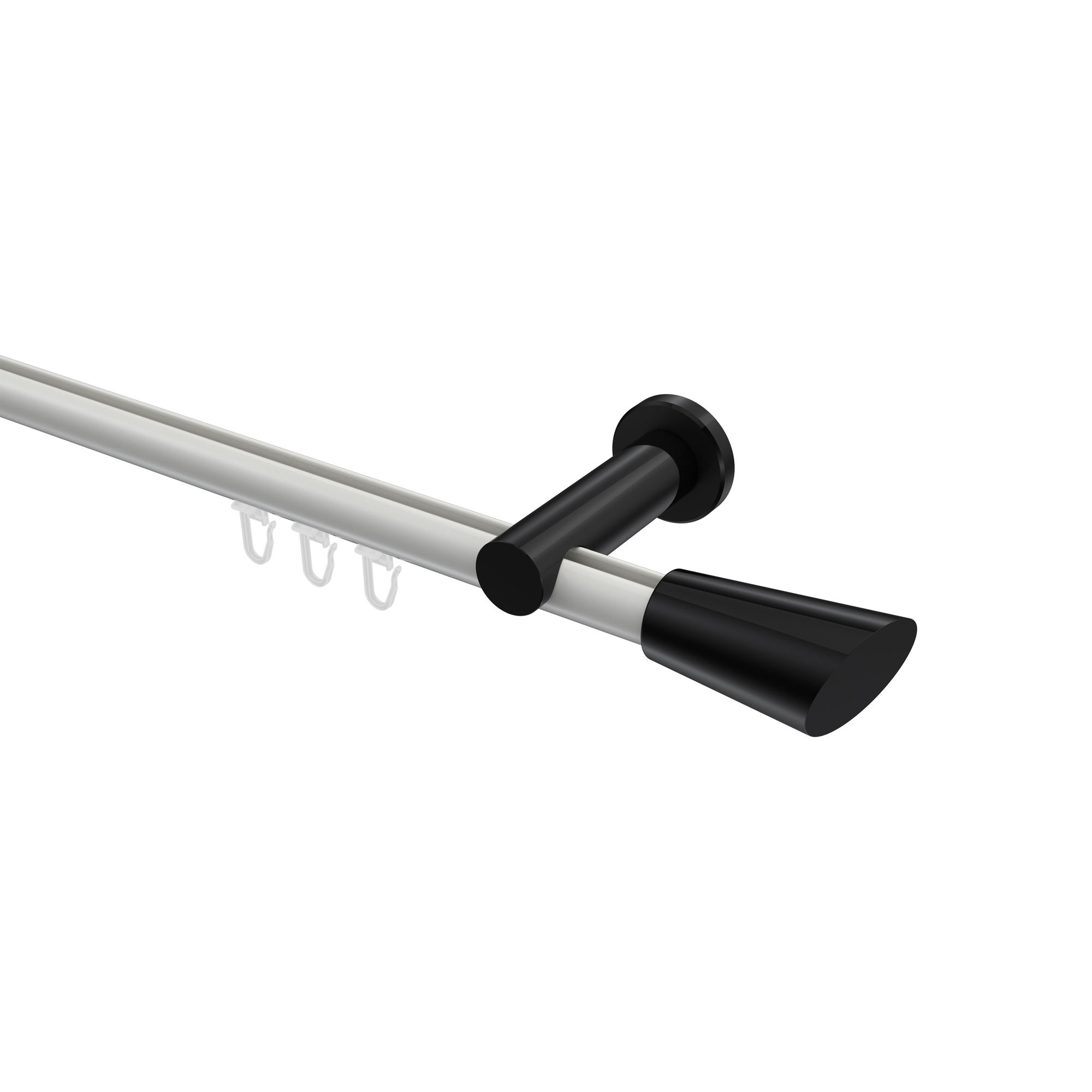 Innenlauf-Vorhangstangen Weiß / Schwarz, Aluminium / Metall 20 mm Ø Platon Bento